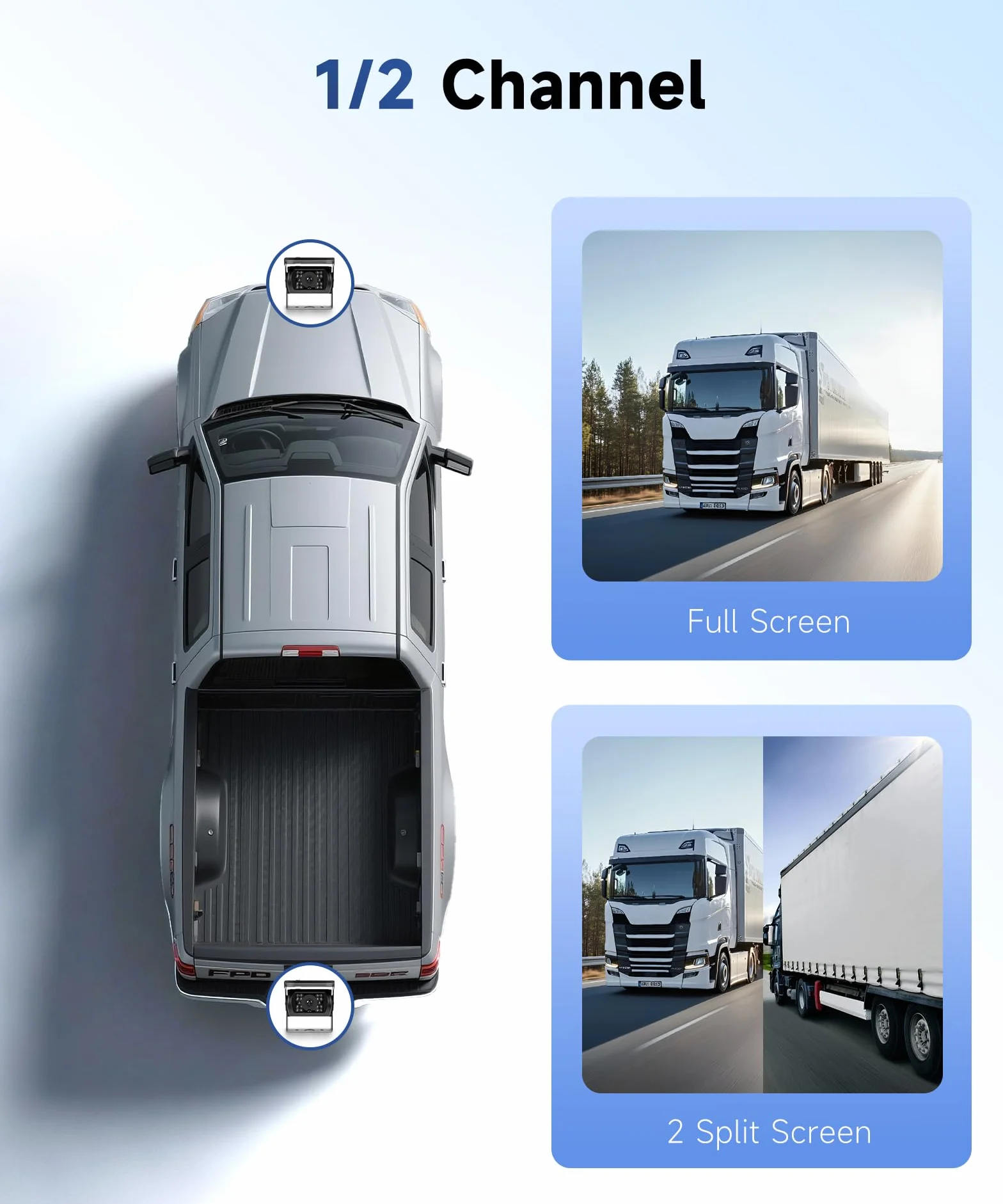Telecamera Posteriore per Auto con 2 Telecamere, Monitor LCD da 7 Pollici Telecamera per Auto Kit,Impermeabile IP68,18IR Visione Notturna, 10M+15M Cavo Video per Auto/Bus/Camion/Camper/Furgone 12V-24V