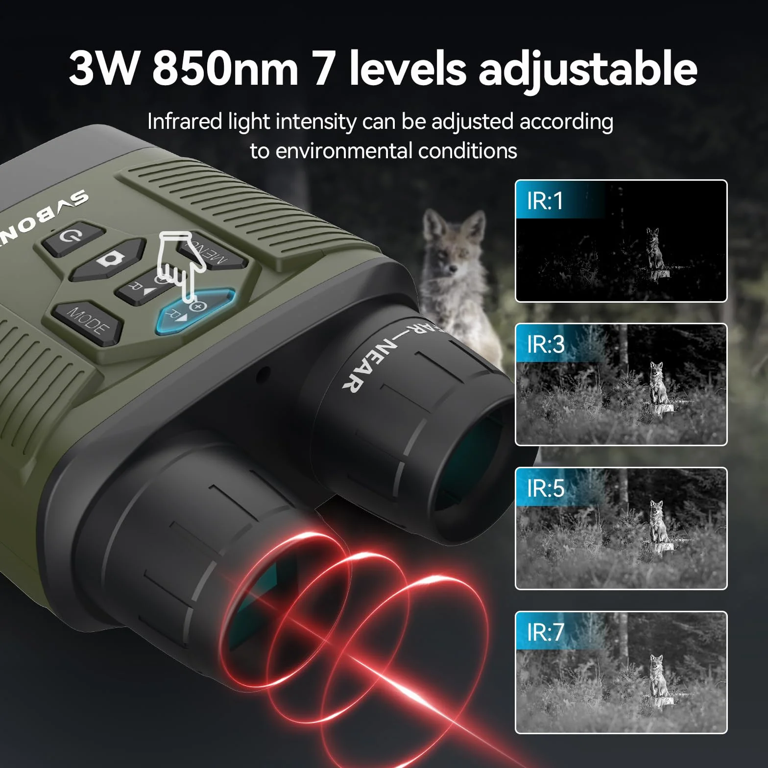 Svbony 4K Binocolo Visione Notturna, 8X Zoom Digitale Goggles di Visione Notturna, 5000mAh Batteria Ampio Schermo 3'' Binoculare Visione Notturna, 32GB Scheda Osservare Fauna Selvatica Cacciare