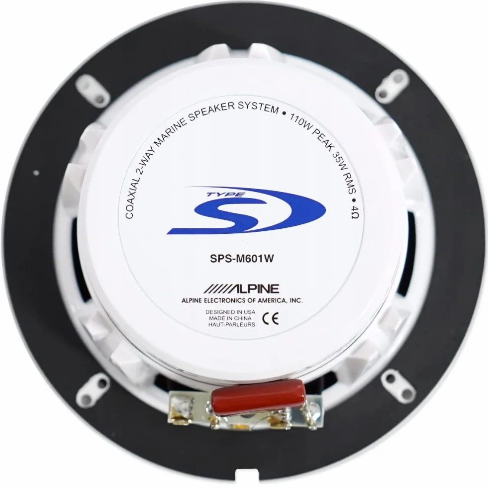 NSC 2 altoparlanti ALPINE SPS-M601W diffusori coassiali 2 vie marini bianchi 16,5 cm 165 mm 6,5 inch impermeabili water proof 35 watt rms 110 watt max 4 ohm piscina barca mare, a coppia