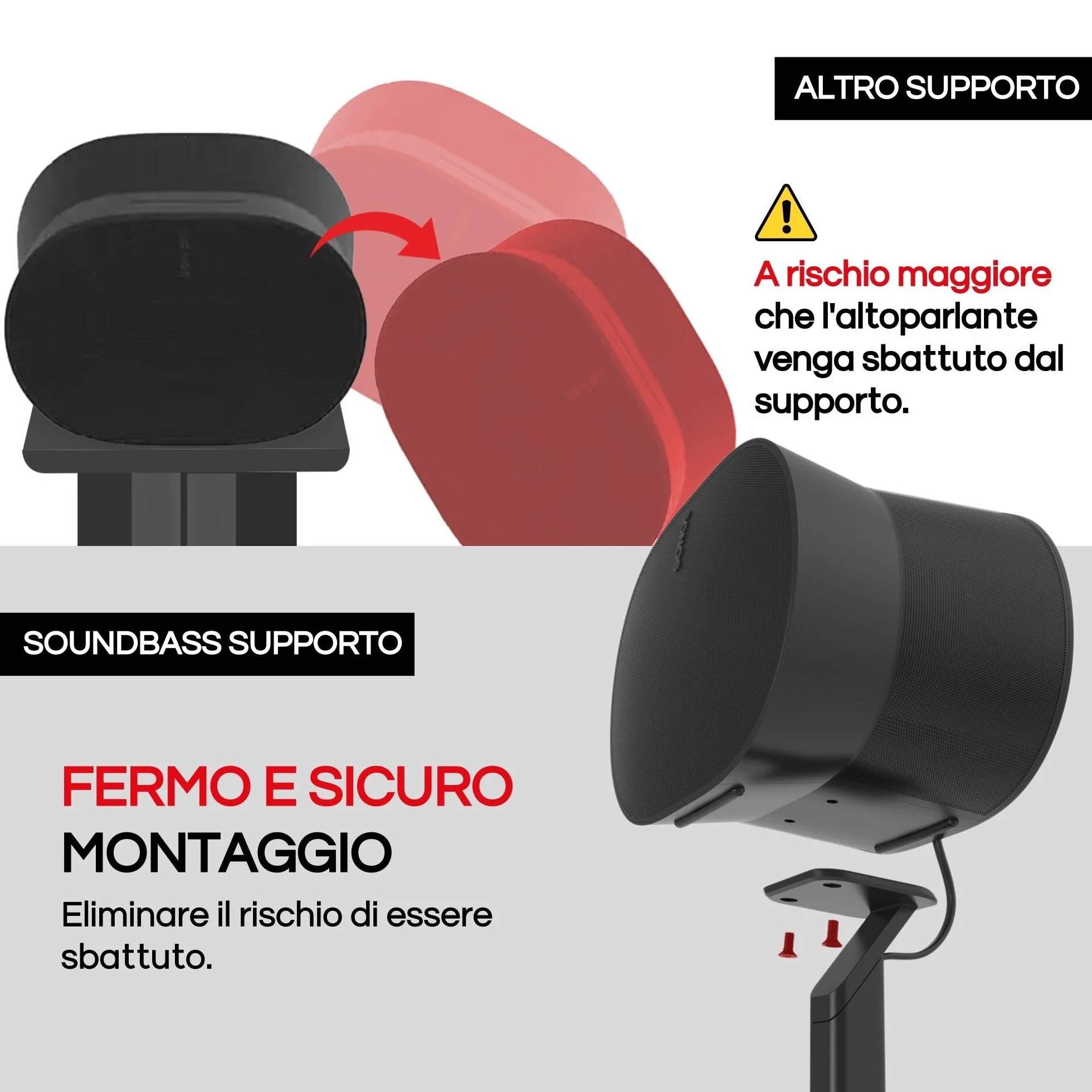 ERA300 Supporto da Pavimento, Design in metallo di Alta Qualità Supporto per Altoparlanti Compatibile con Sonos ERA 300, Accessori Inclusi, Gestione Cavi, Progettato nel Regno Unito, Nero Pacco Doppio