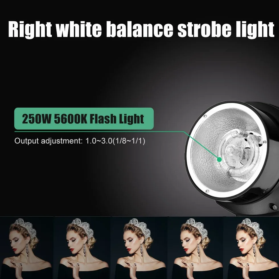 Godox Kit professionale di luci flash stroboscopiche da studio per la fotografia, 3 Pack 250W strobo con trigger strobo, Softbox, stativi per luci, braccio a braccio