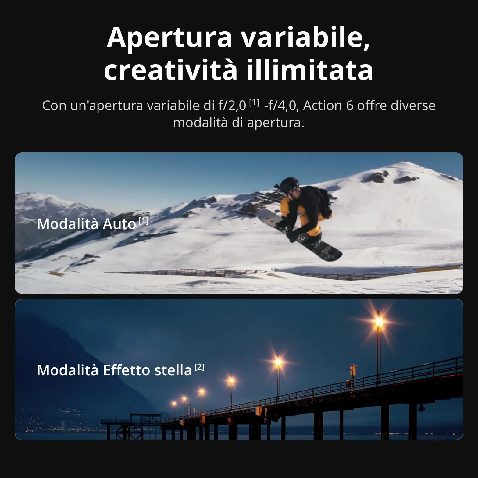 DJI Osmo Action 6 Combo Potenziato, fotocamera subacquea, sensore quadrato da 1/1,1″, 50 GB di memoria, apertura variabile f/2,0-f/4,0, durata della batteria estesa con 2 batterie, 8K