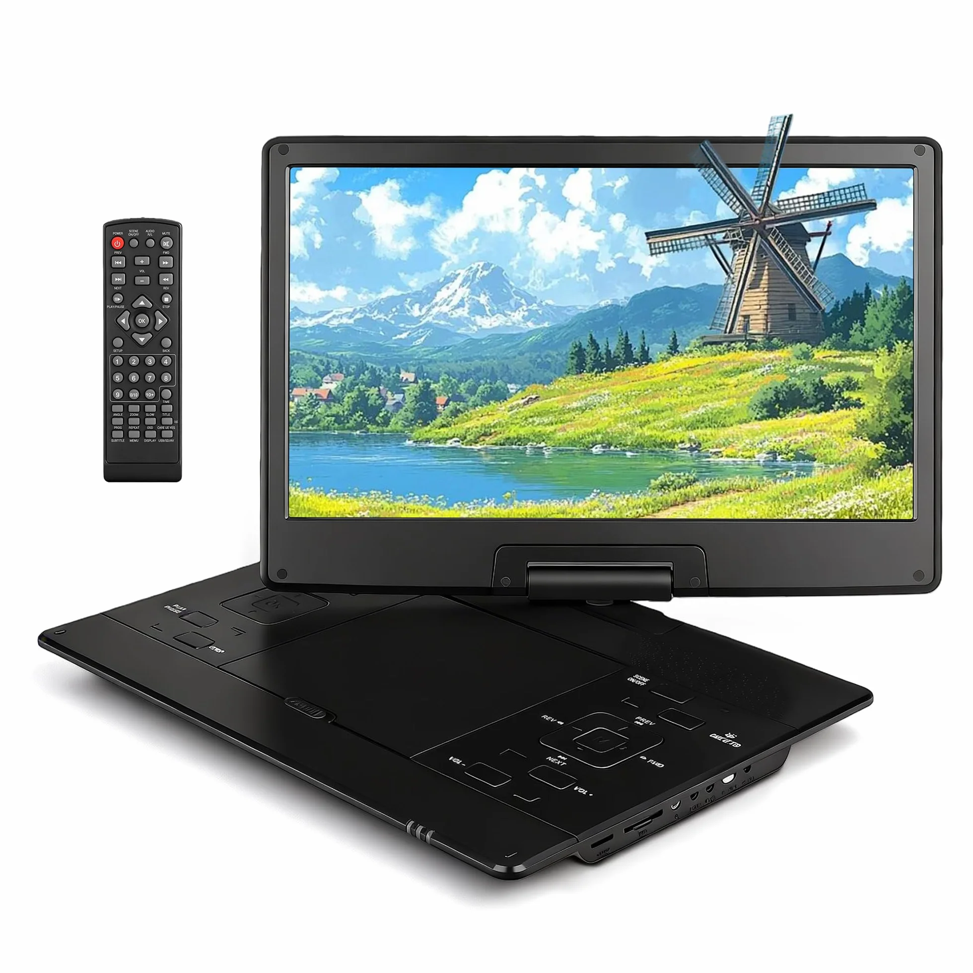 Lettore CD/DVD portatile 17,5" schermo HD girevole 15,6" supporta CD MP3 USB SD batteria stereo