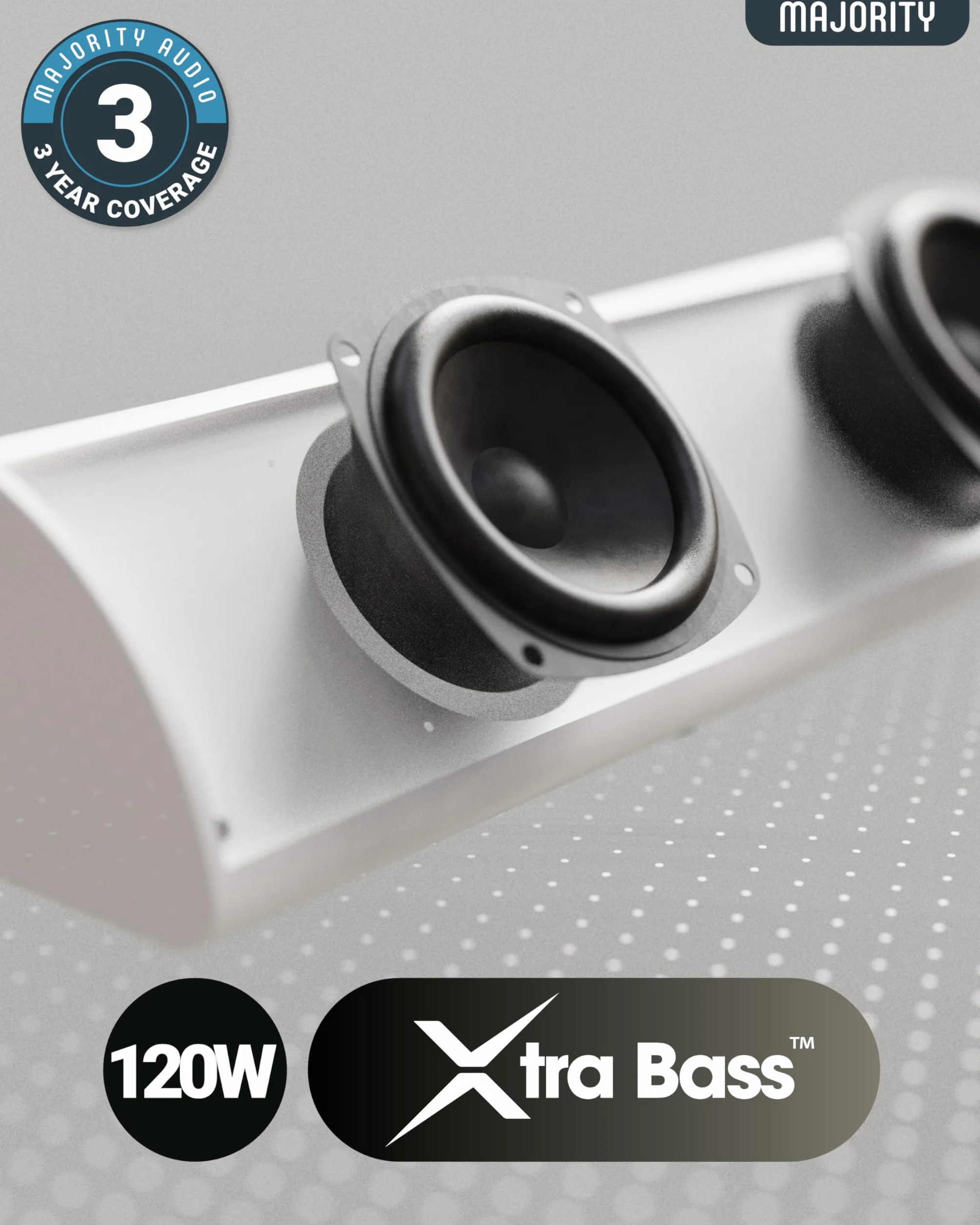 MAJORITY Soundbar Bluetooth per TV | Soundbar stereo montabile a parete | 120 Watt e audio 2.1 canali | Soundbar con subwoofer integrato, telecomando incluso Snowdon Sound bar, connessione multipla