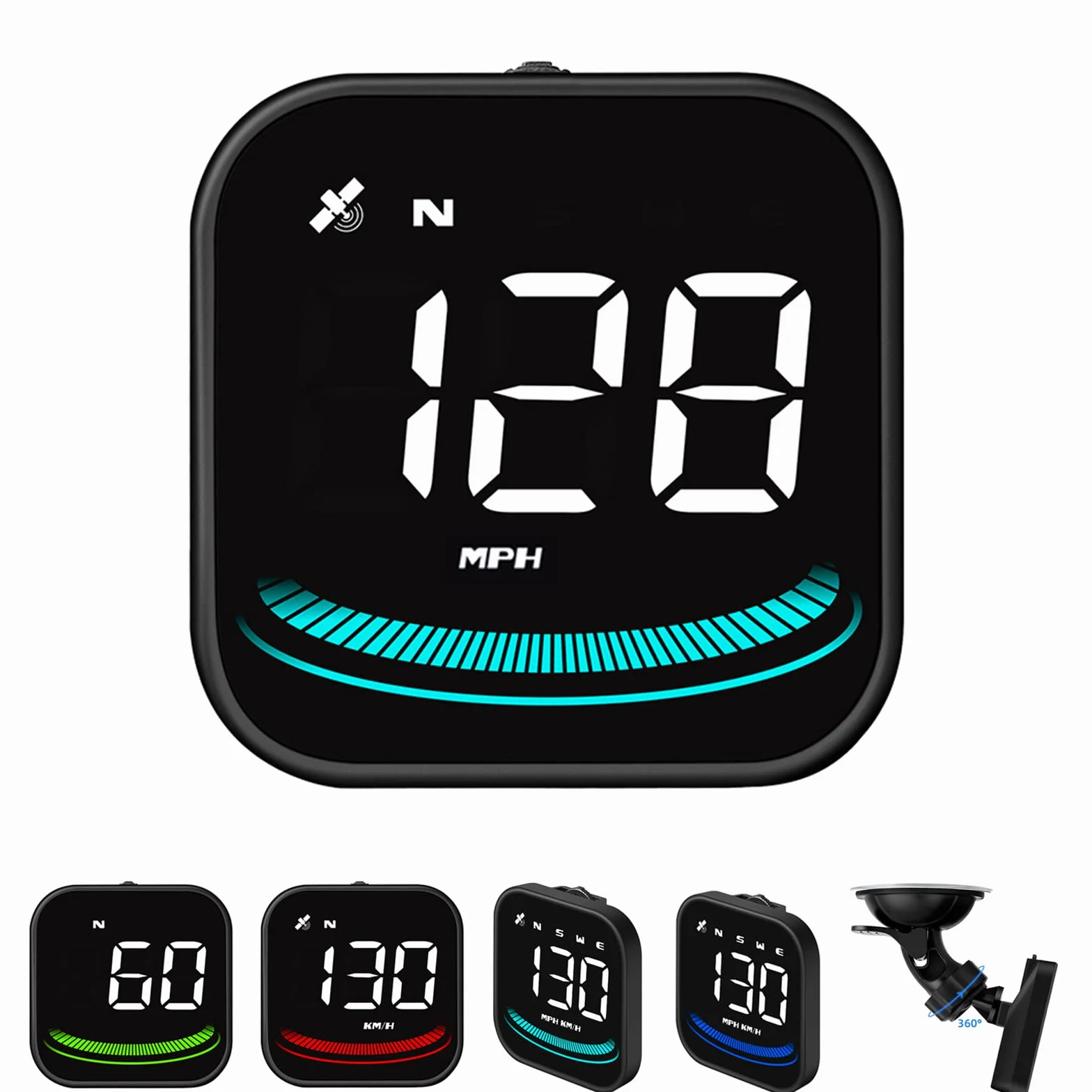 Geloo HUD Auto Head Up Display Tachimetro Intelligente GPS Digitale Universale KMH MPH con Supporto a Ventosa Allarme sovravelocità Avviso Guida Fatica Interfaccia USB