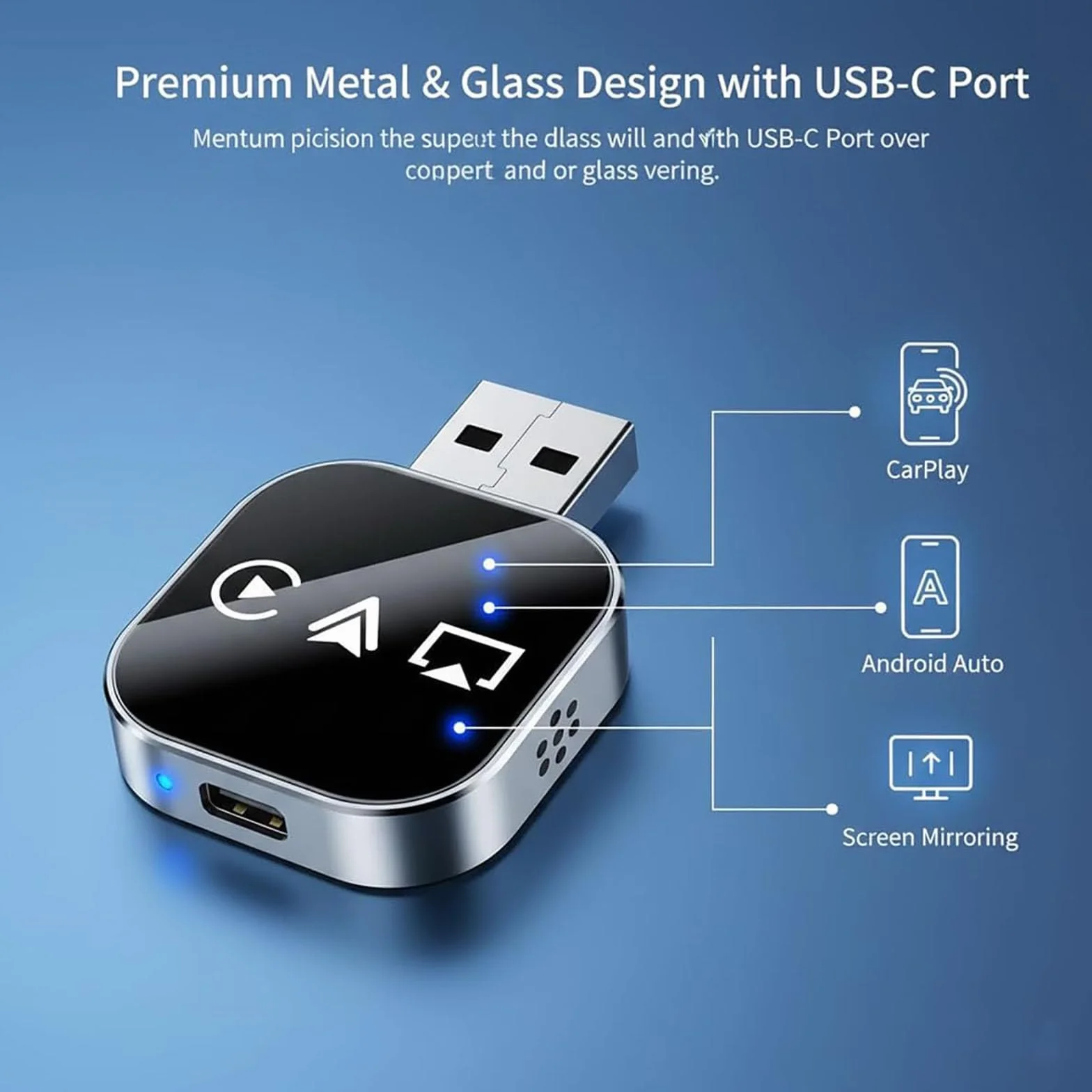 Adattatore 3 in 1 Kivont, Adattatore per auto 3 in 1 Kivont, Dongle CarPlay wireless aggiornato al 2026 con WiFi 2,4/5 GHz e Bluetooth 5.0, Plug and Play (for iPhone)