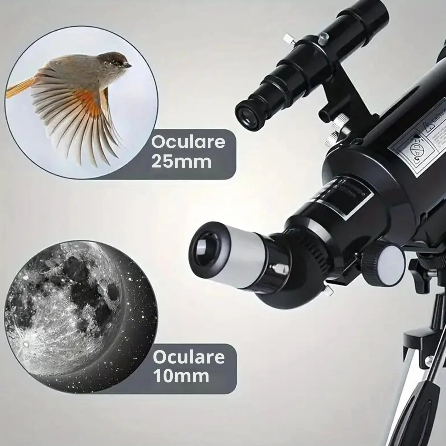 Telescopio, Astronomia Telescopio Professionale 70/400mm per Principianti con Cannocchiale 5 x 24 e Treppiede, Refrattori Telescopi per Bambini Adulti, per Luna Pianeta Guarda(Nero)