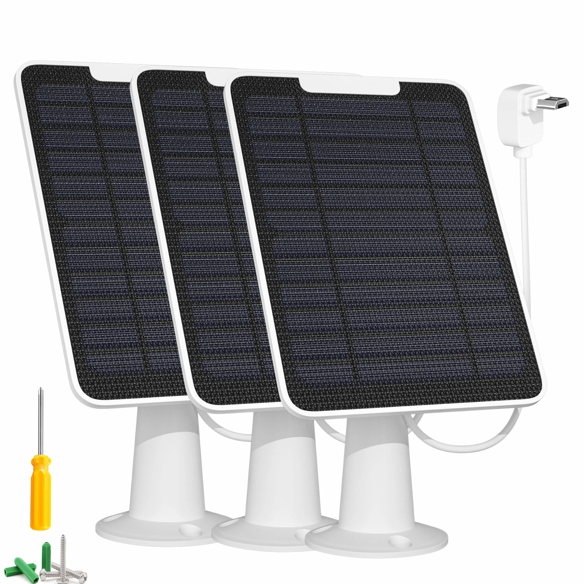 Caricatore per pannello solare compatibile con fotocamera Arlo Essential Spotlight/XL, caricatore per pannello solare Arlo Essential da 5 W, impermeabile IP65, cavo micro USB da 3 m e montaggio a