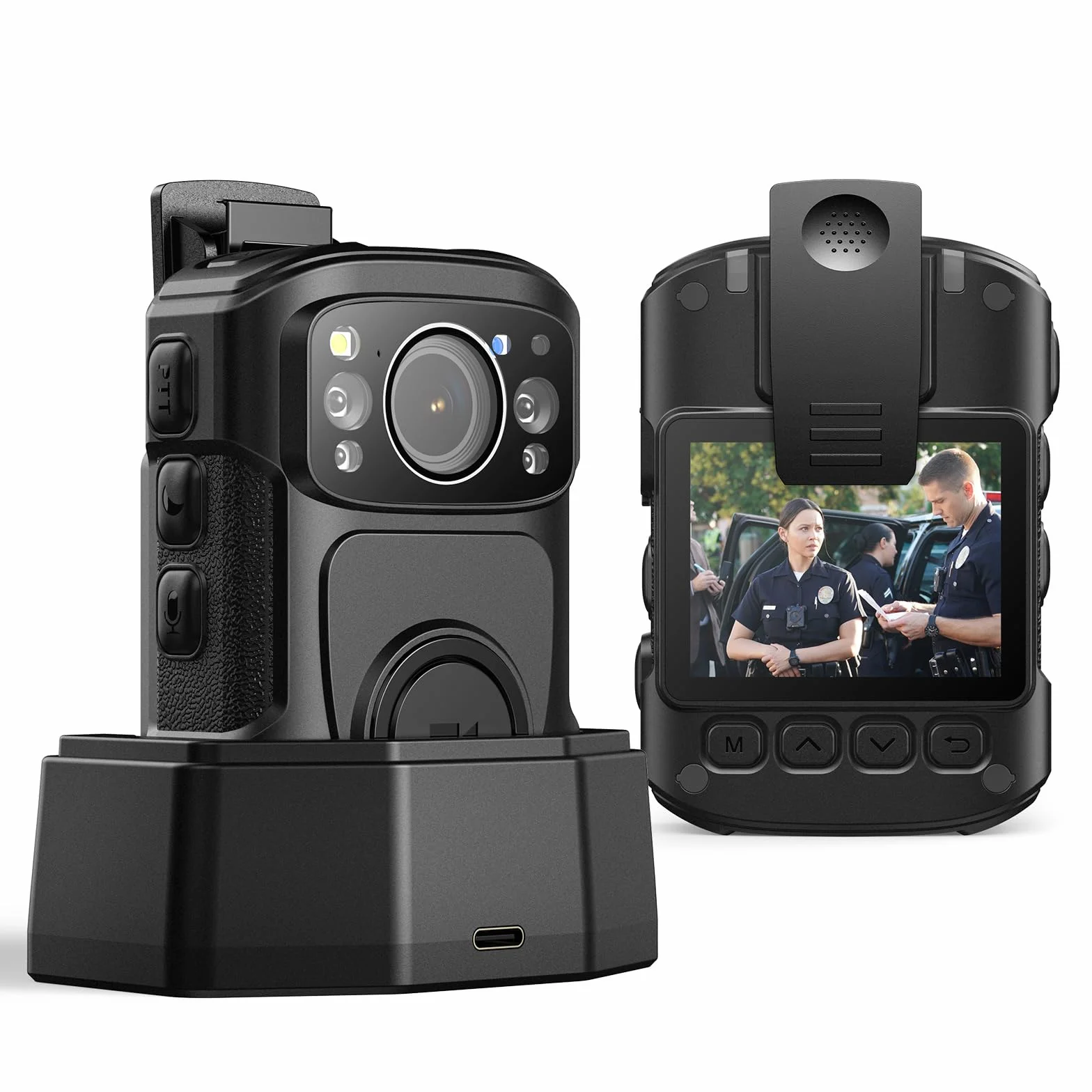 BOBLOV B4K5 128GB 4K Bodycam Polizia professionale, 3400mAh IP68 impermeabile GPS Police Body Cam per 11 ore di registrazione video, fornisce dock di ricarica, Fotocamere montate sul corpo