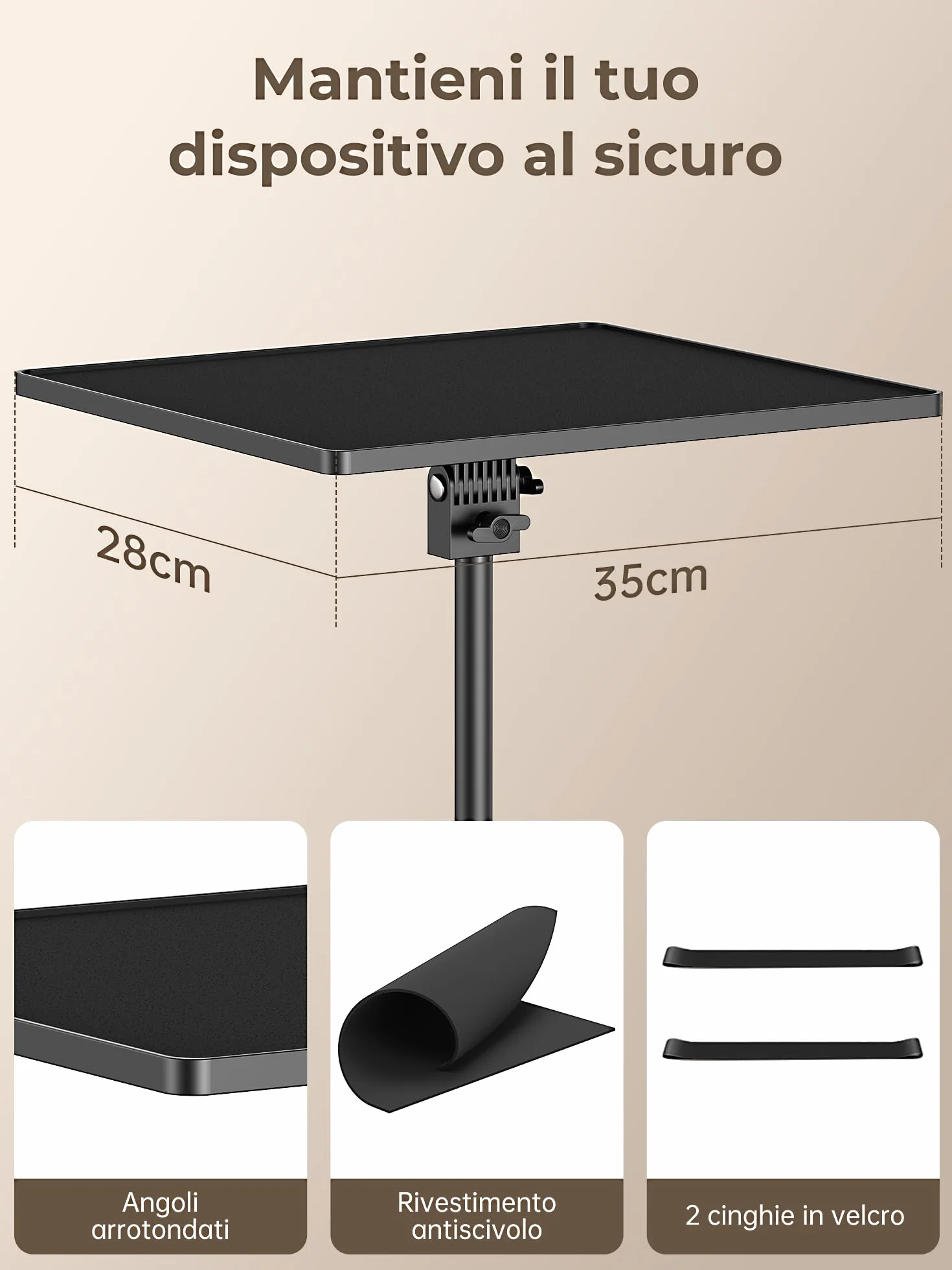 Supporto per proiettore, Regolabile in Altezza 54-129 cm, Girevole a 360°, Portata 7kg, Supporto a Pavimento Compatibile con Pico-proiettori, computer portatile, Telecamere, DV, Trail Camera