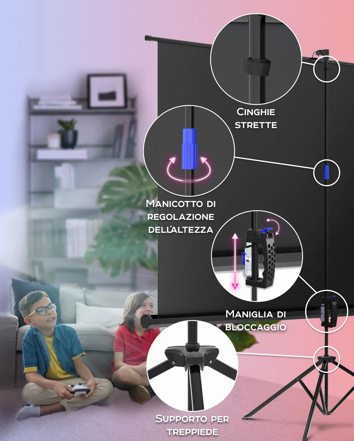 Telo Proiettore 100 Pollici - Porta il Cinema a Casa Tua con Questo Schermo per Proiettore da 16:9 Privo di Pieghe - Telo per Proiettore Portatile per Interni ed Esterni - Con Borsa e Treppiede