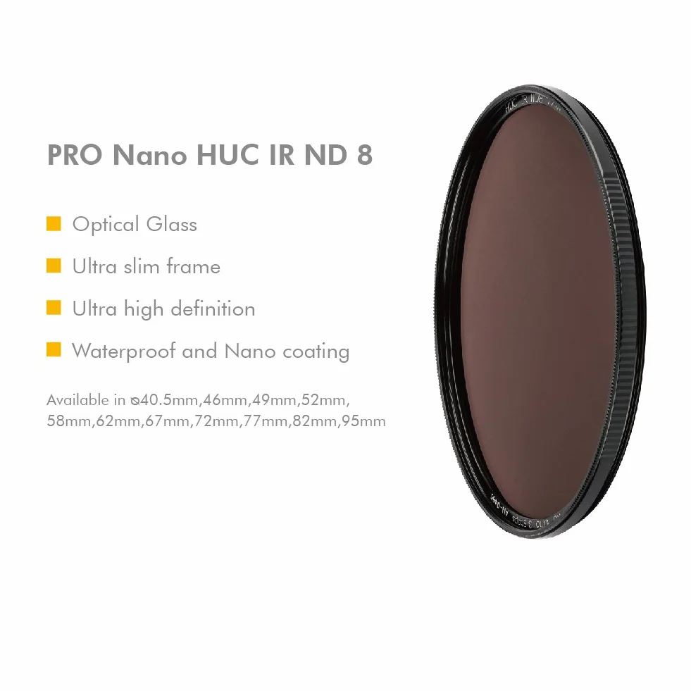 NiSi Filtro ND8 (3 Stop) 82mm PRO Nano HUC IR, Vetro Ottico, Ultra Sottile, Coating Resistente a Olio e Acqua