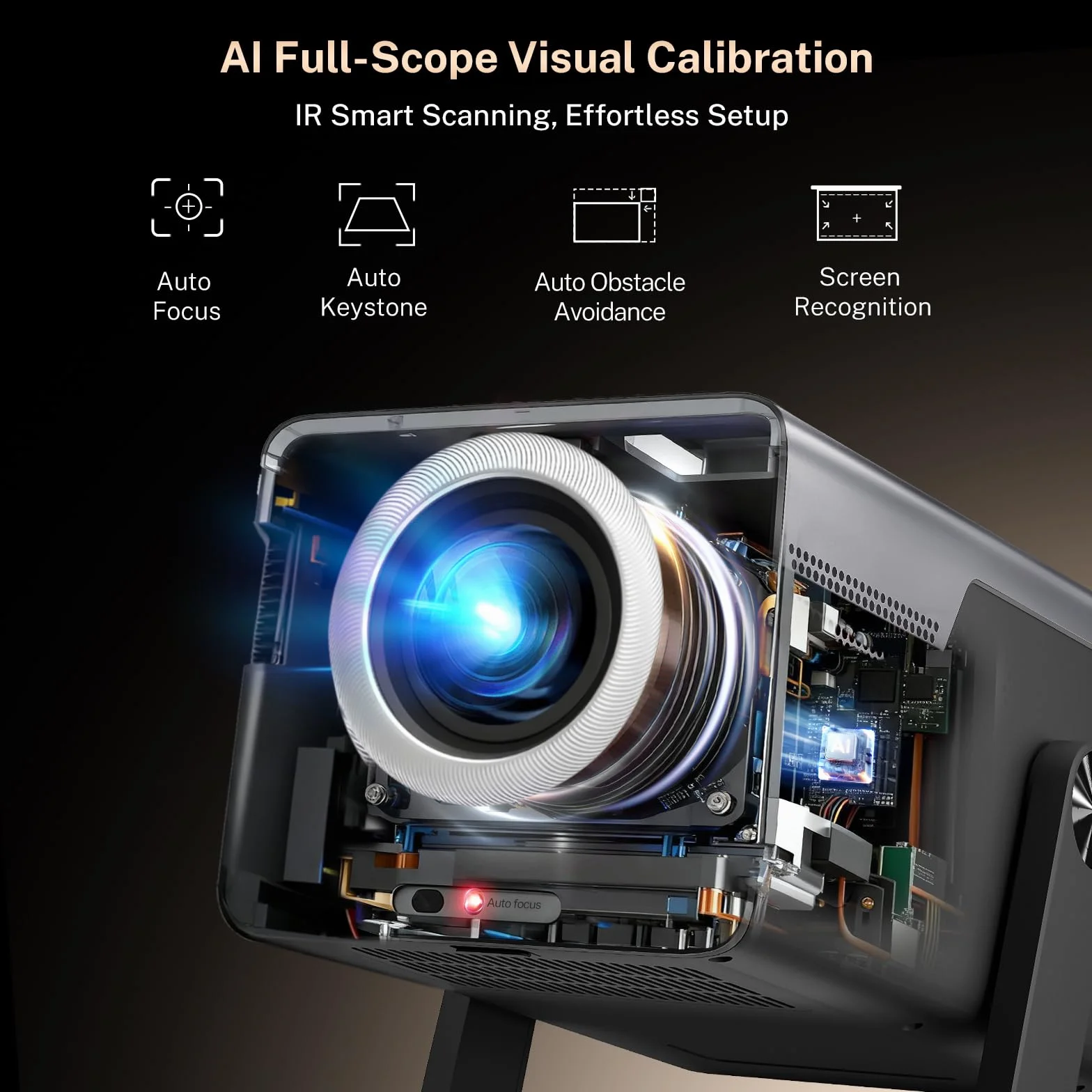 [2000 ANSI/Assistente Vocale IA/1080P Nativo] Videoproiettore Intelligente X7 con Android 14, Smart Video Proiettore con IA Auto Focus/Keystone Proiettore con WiFi6 e Bluetooth5.4, Display 200"