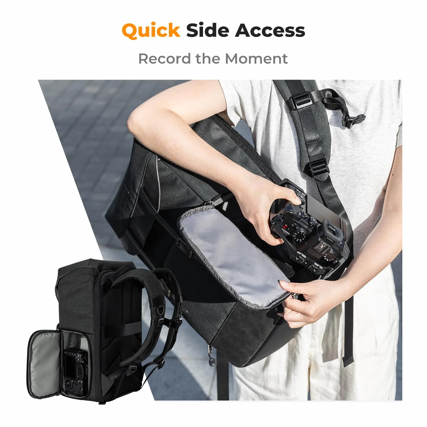 K&F CONCEPT Zaino Fotocamera Professionale, Borsa Fotocamera Impermeabile, Zaino Fotografico per Reflex Canon Nikon Sony Fujifilm, Scomparto per 15,6 Pollici Laptop, 20L Grande Capacità