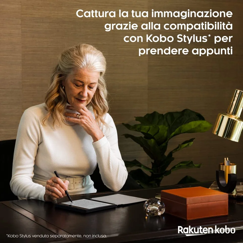 Kobo Sage | eReader | Touchscreen antiriflesso 8" HD | Impermeabile | Luminosità e temperatura colore regolabili | Riduzione luce blu | Bluetooth | WiFi | 32 GB | Tecnologia Carta E Ink