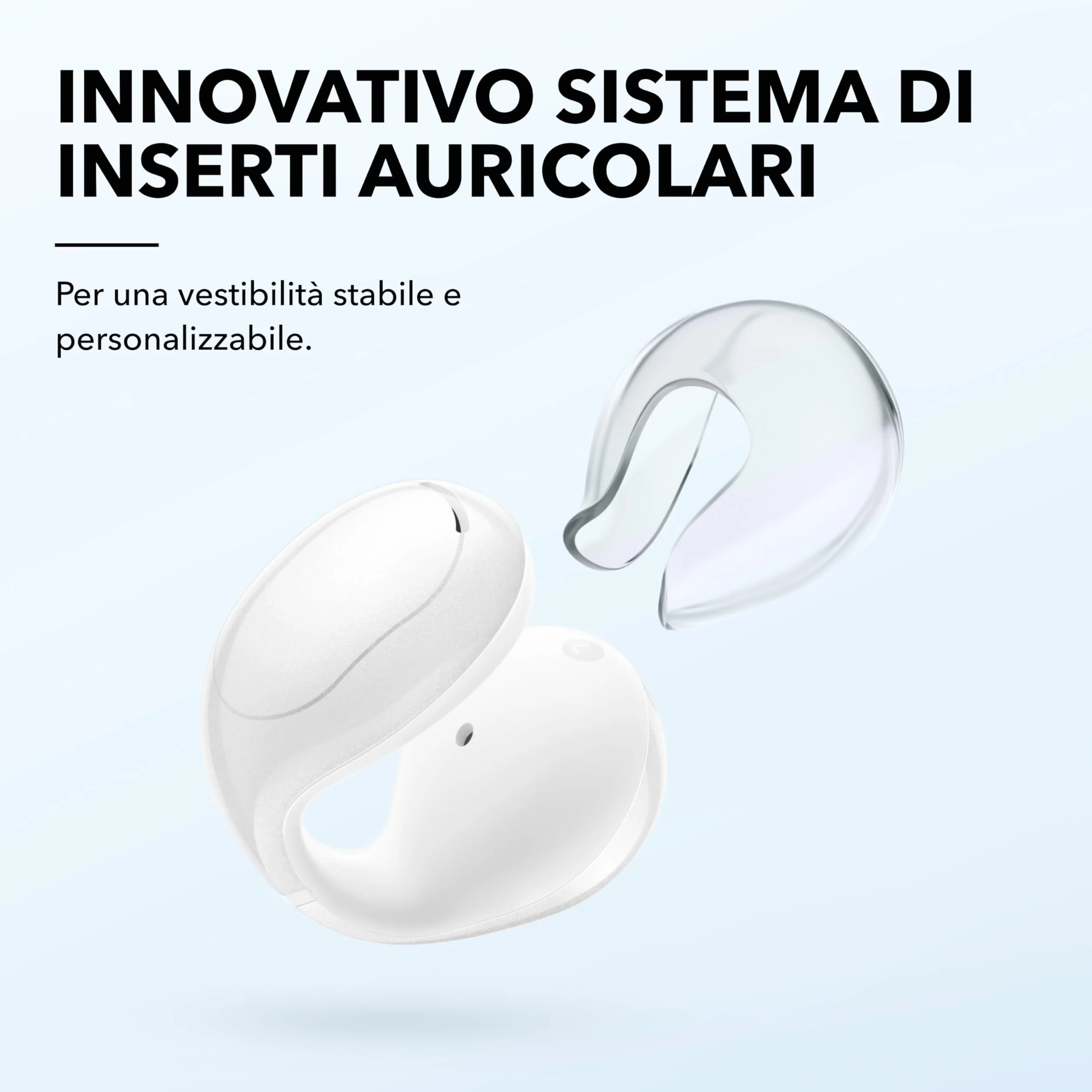 Soundcore C30i di Anker, auricolari open-ear con clip, comodi e leggeri, custodia design rigido, archetti collegabili, driver potenti per suono nitido, 30 ore di autonomia, resistente all'acqua IPX4