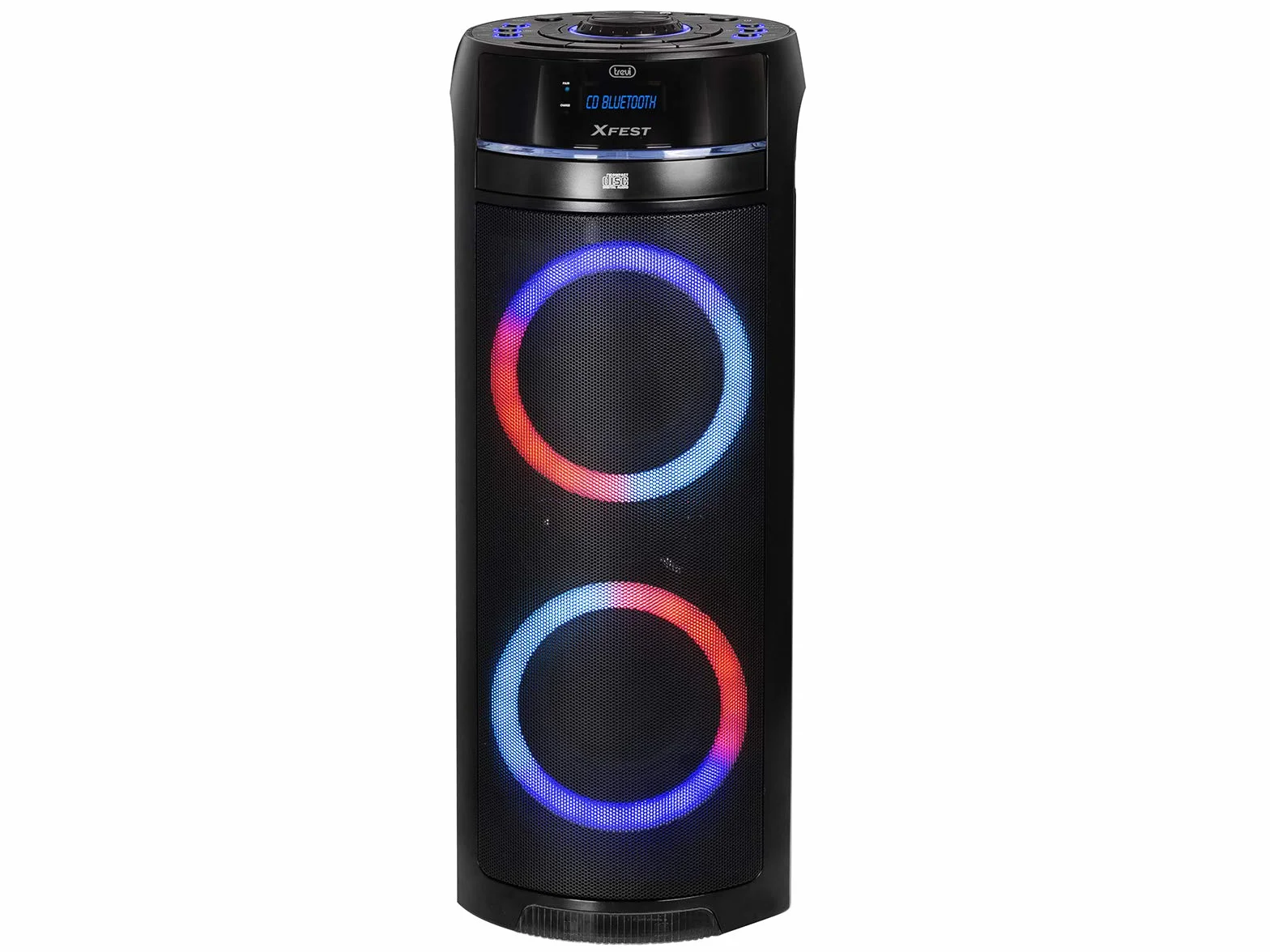 Trevi XFest XF 900 CD Altoparlante Amplificato 90W, Cassa Wireless Portatile con Microfono Wireless Incluso per Karaoke, Lettore CD-MP3, Riproduttore MP3 con USB, AUX IN, 2 Ingressi Microfonici