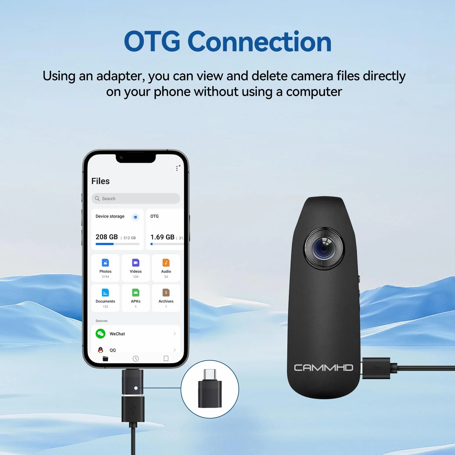 CAMMHD 1080P 32GB Body Cam Full HD Portatile Bodycam con Registrazione One-Touch, Rilevamento del Movimento, 3-7 Ore di Registrazione, Supporto alla Connessione OTG (Supporto Massimo fino a 512GB)