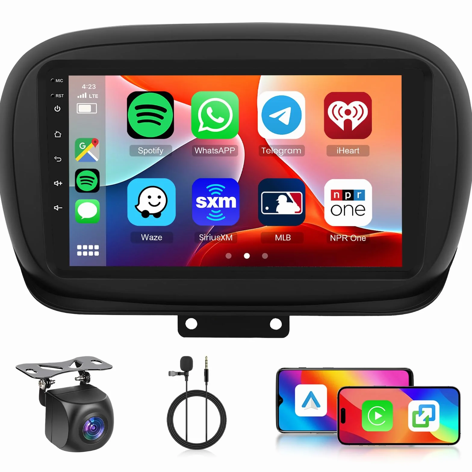 6G+128G Autoradio per Fiat 500X 2014-2020 8-Core Android Radio Bluetooth GPS, Hodozzy per Fiat 2 Din 9 Pollici Touchscreen Stereo CarPlay Wireless Android Auto, WiFi Navigatore DSP, FM RDS Telecamera