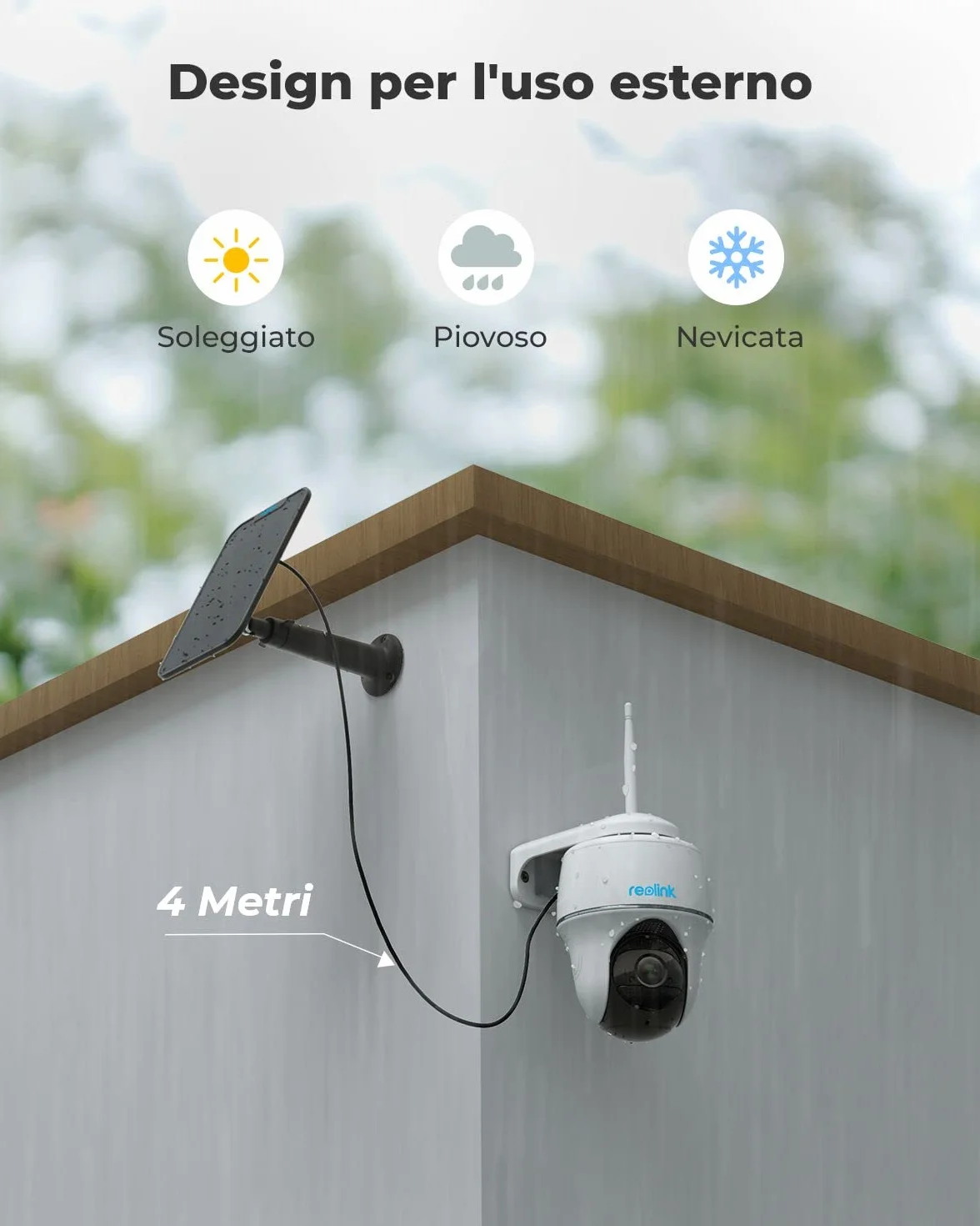 Reolink 5MP 360° PTZ Telecamera WiFi Esterno Batteria Senza Fili, Videocamera Sorveglianza Esterno Argus PT + Pannello Solare, Rilevamento Persone/Veicoli, Audio a 2 Vie(Ricondizionato)