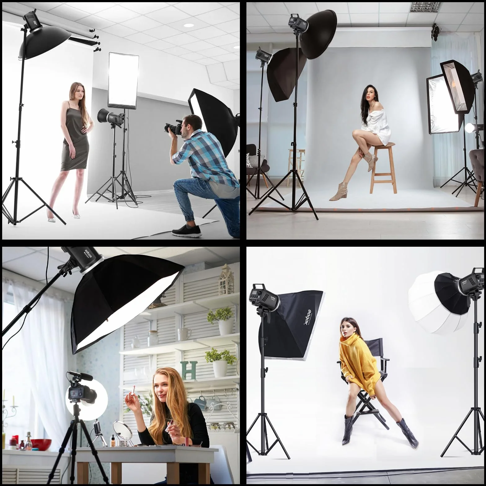 Godox MS300-V 300W Studio Flash 300w Luce Stroboscopica Sistema X wireless 2.4G 0.1-1.8S Tempo di Riciclo 5600±200K con Lampada da Modellazione a LED per Ritratti, Moda e Fotografia Pubblicitaria