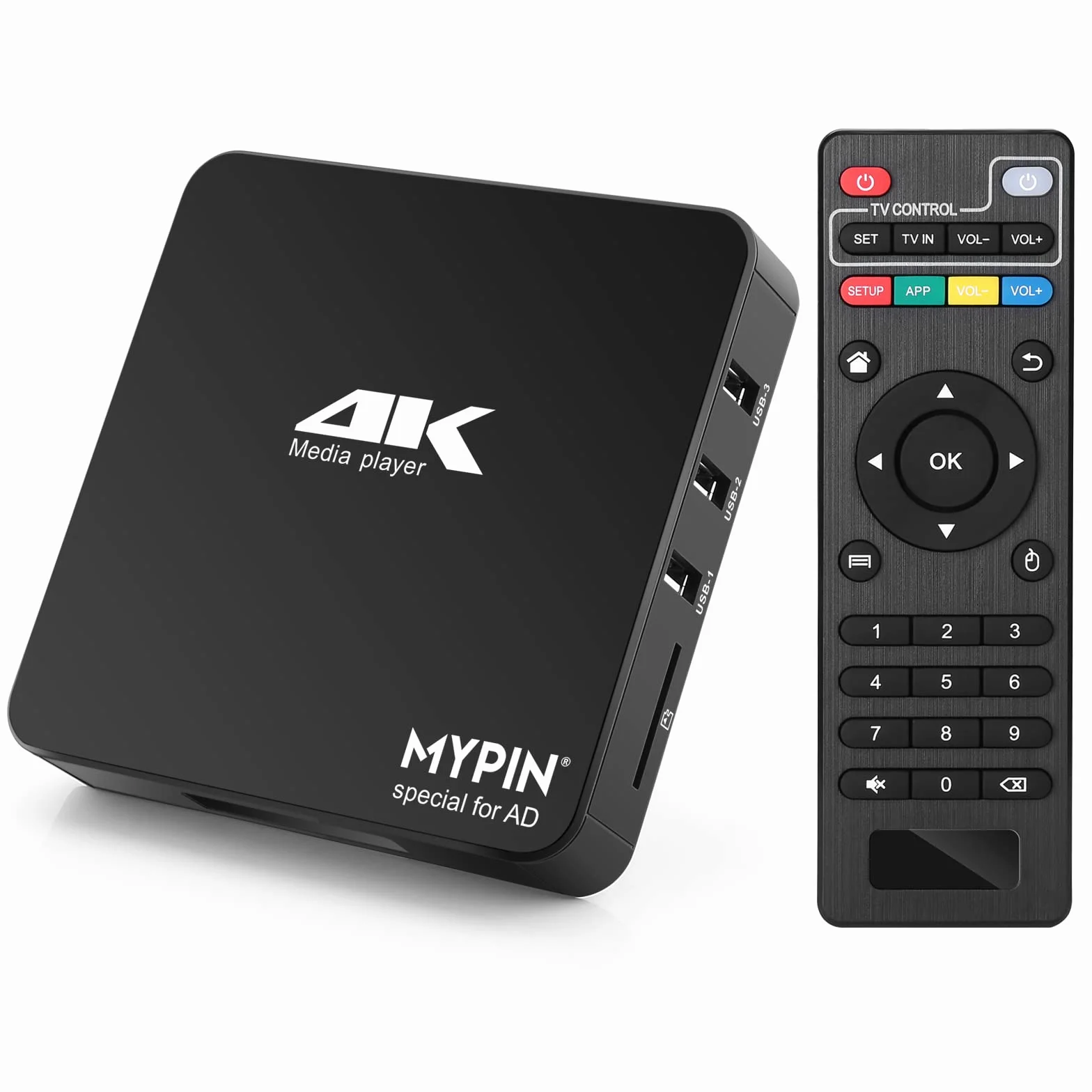 Lettore Multimediale 4K, MYPIN HD Media Player HDMI Supporta HDD da 8TB/Unità USB 256G/Scheda SD con Uscita HDMI/AV per HDTV/PPT MKV AVI MP4 H.265