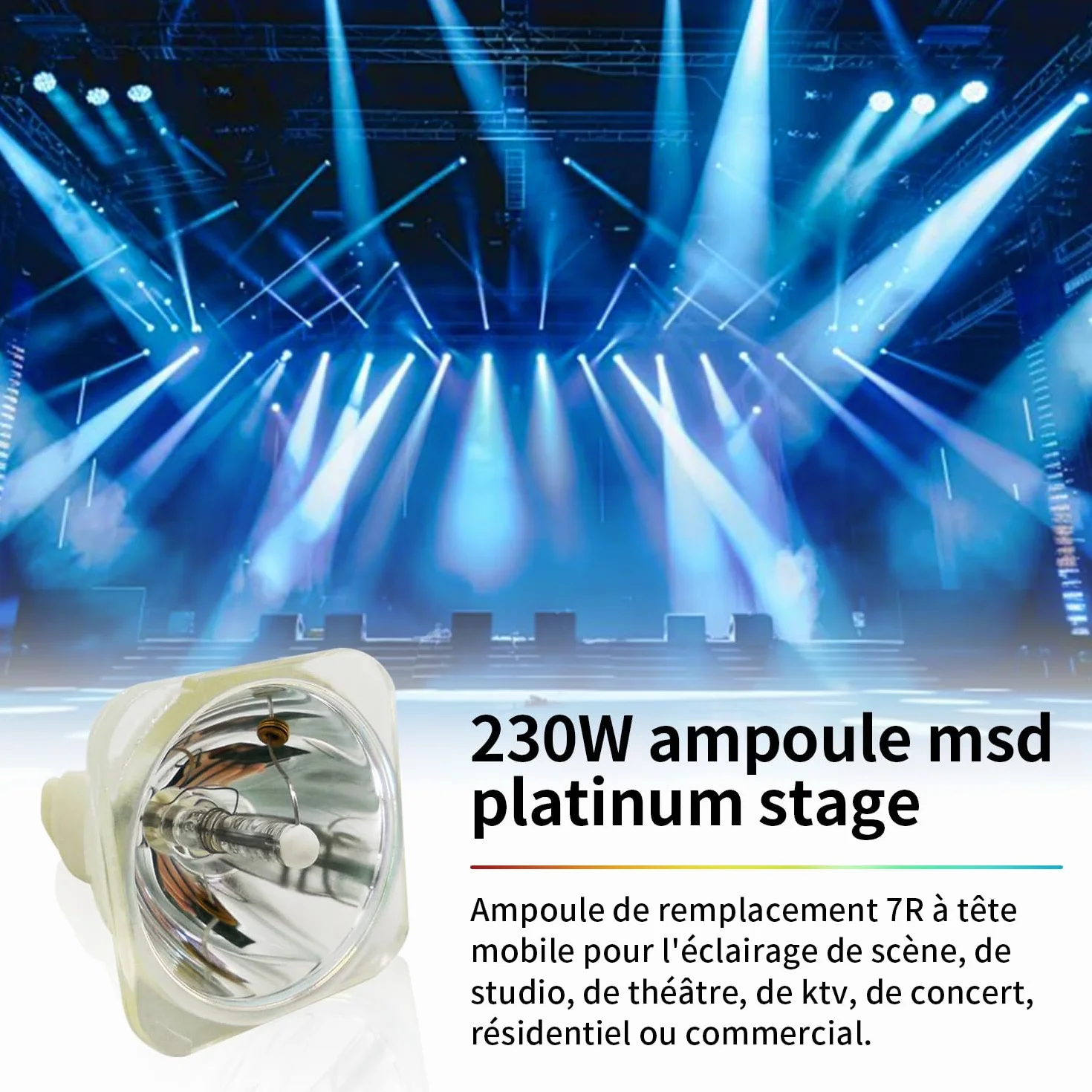 MSD Platinum Beam 230W 7R Lamp per Luce a fascio con testa mobile, Lampada 7R 230W per Teste Mobili Luci dj, Lampada da Palcoscenico Elettroniche Lampadina 230W Lampadina di ricambio