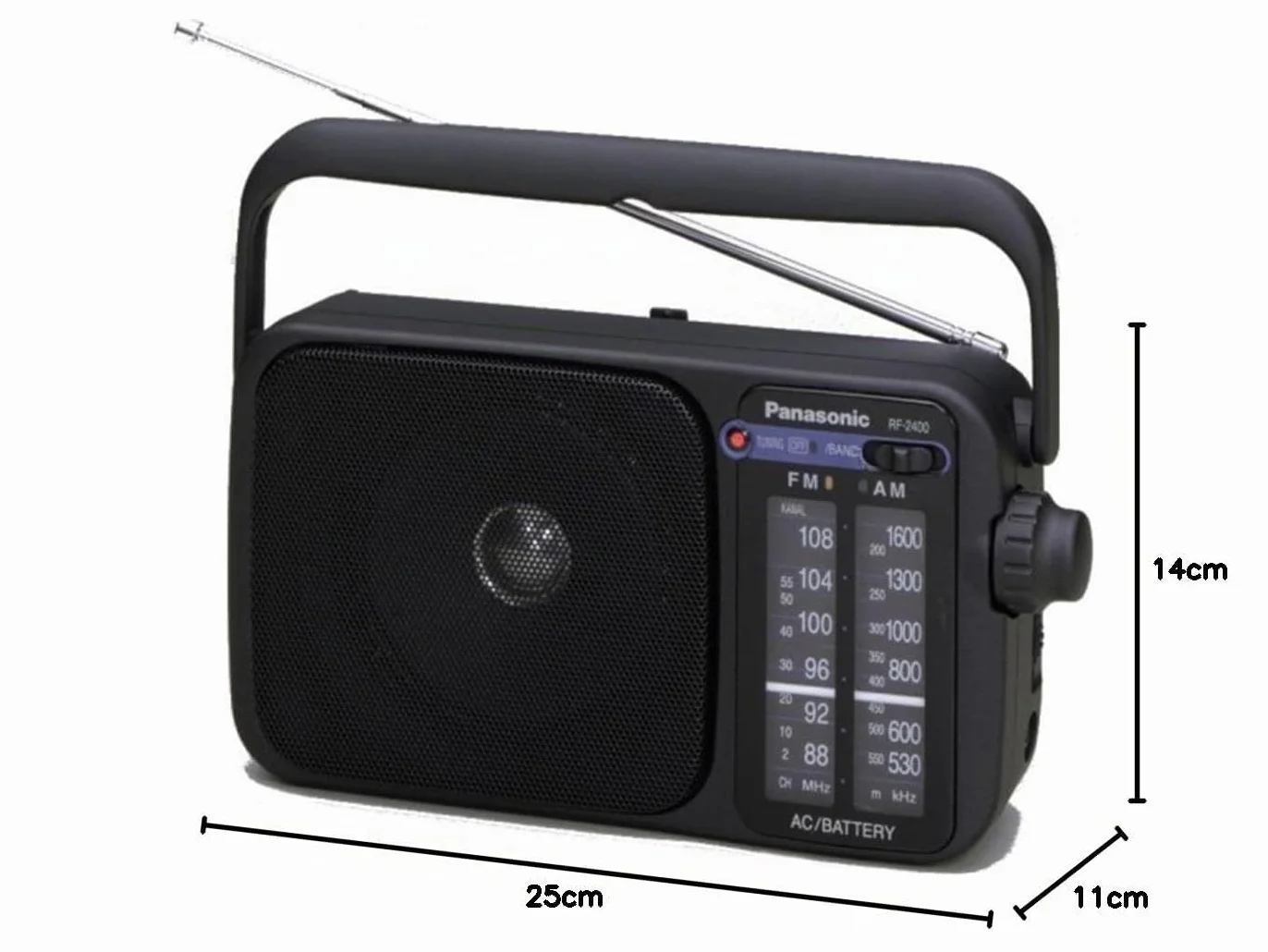 Panasonic K 2400deg RF Radio portatile con manico, alimentazione elettrica o a batterie nero