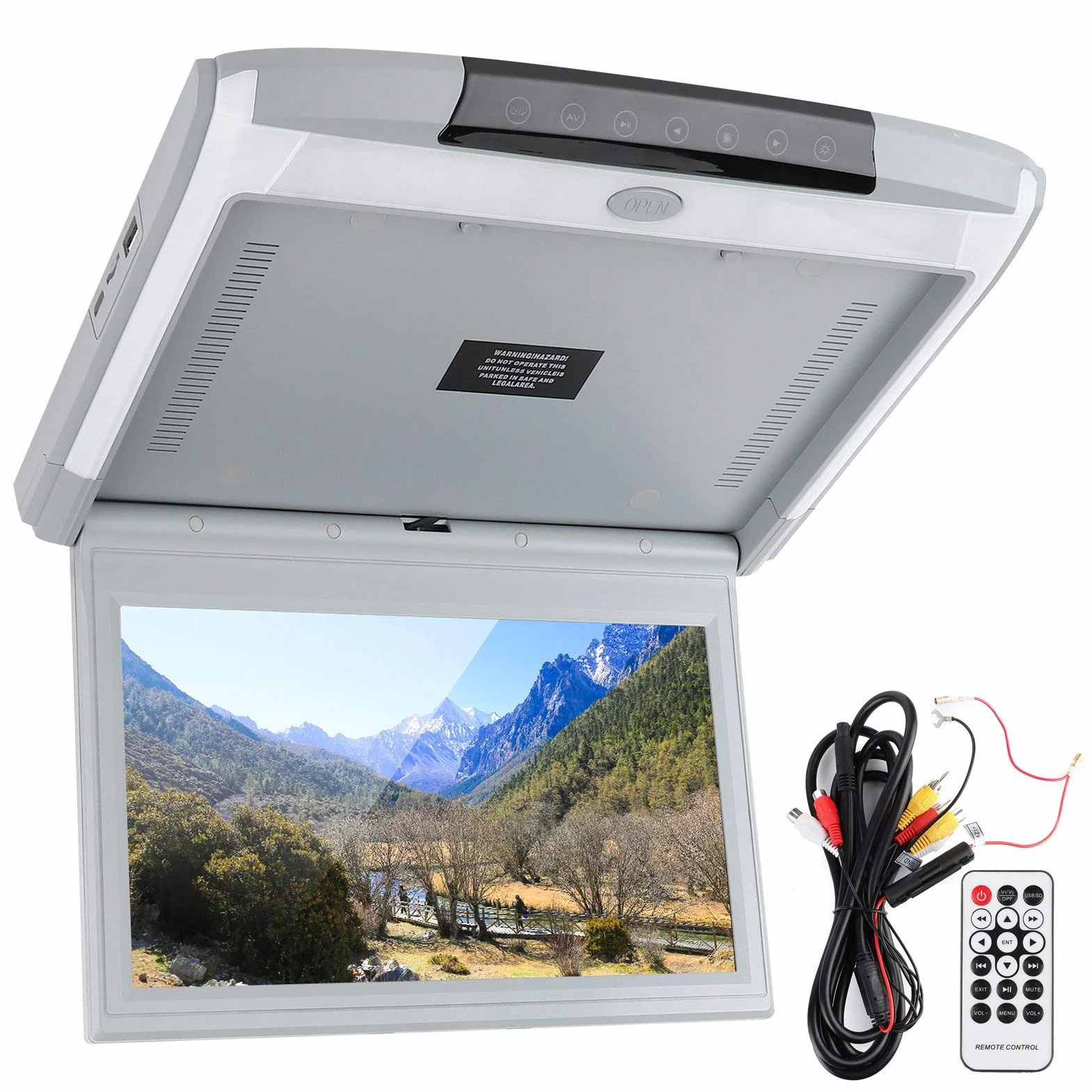 Monitor da Tetto per Auto, Monitor da Soffitto per Auto da 11,6 Pollici HD 1080P TV MP5 Schermo di Visualizzazione IPS Angolo di Visione Completo Monitor per Auto Dall'alto con USB TF HDMI FM