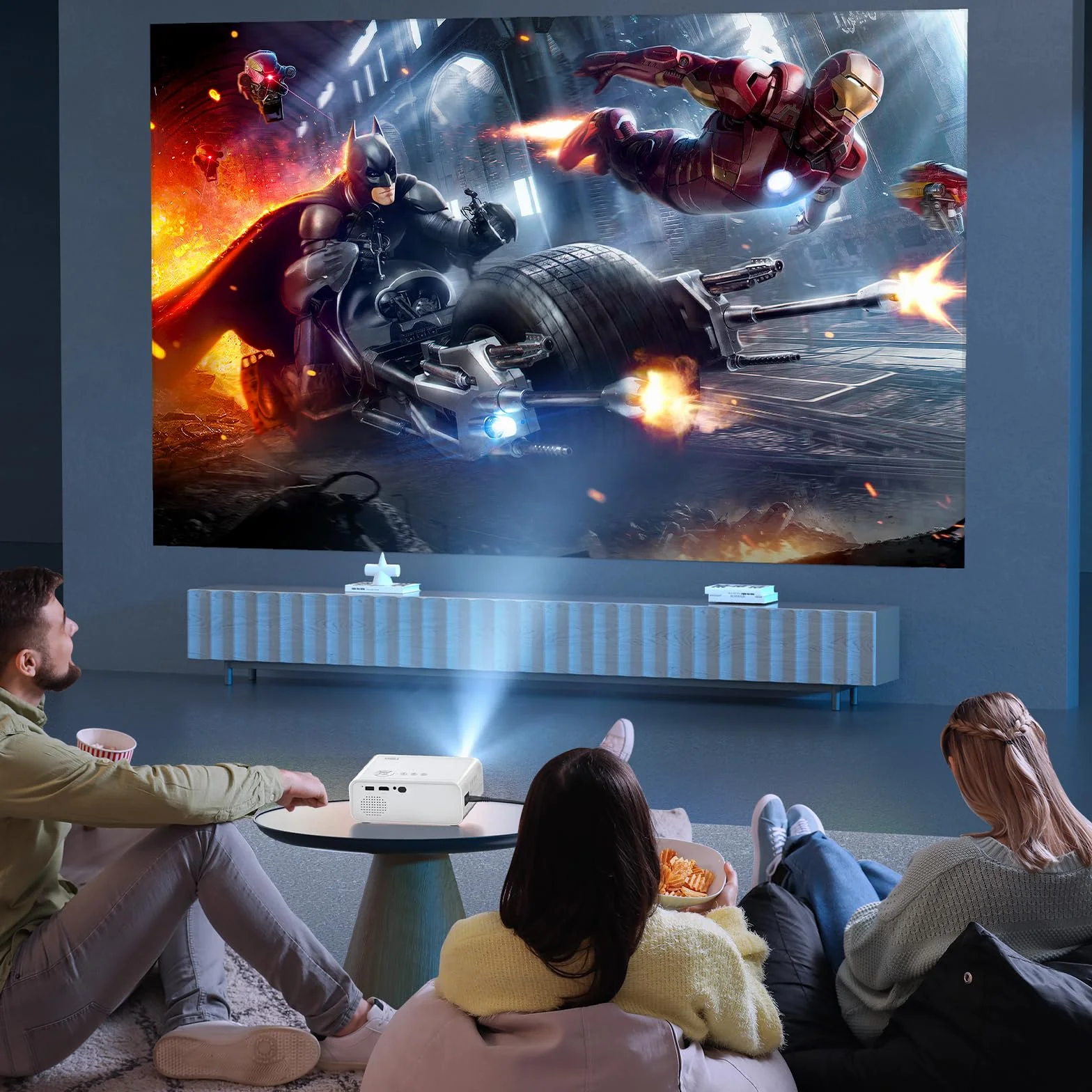18000 Lumens Proiettore, Full HD 1080P Mini Proiettore, AMEELA Videoproiettore, 2.4/5G WiFi Bluetooth Proiettore, Proiettore portatile compatibile con chiavetta TV/USB/laptop/HDMI/iOS/Smartphone