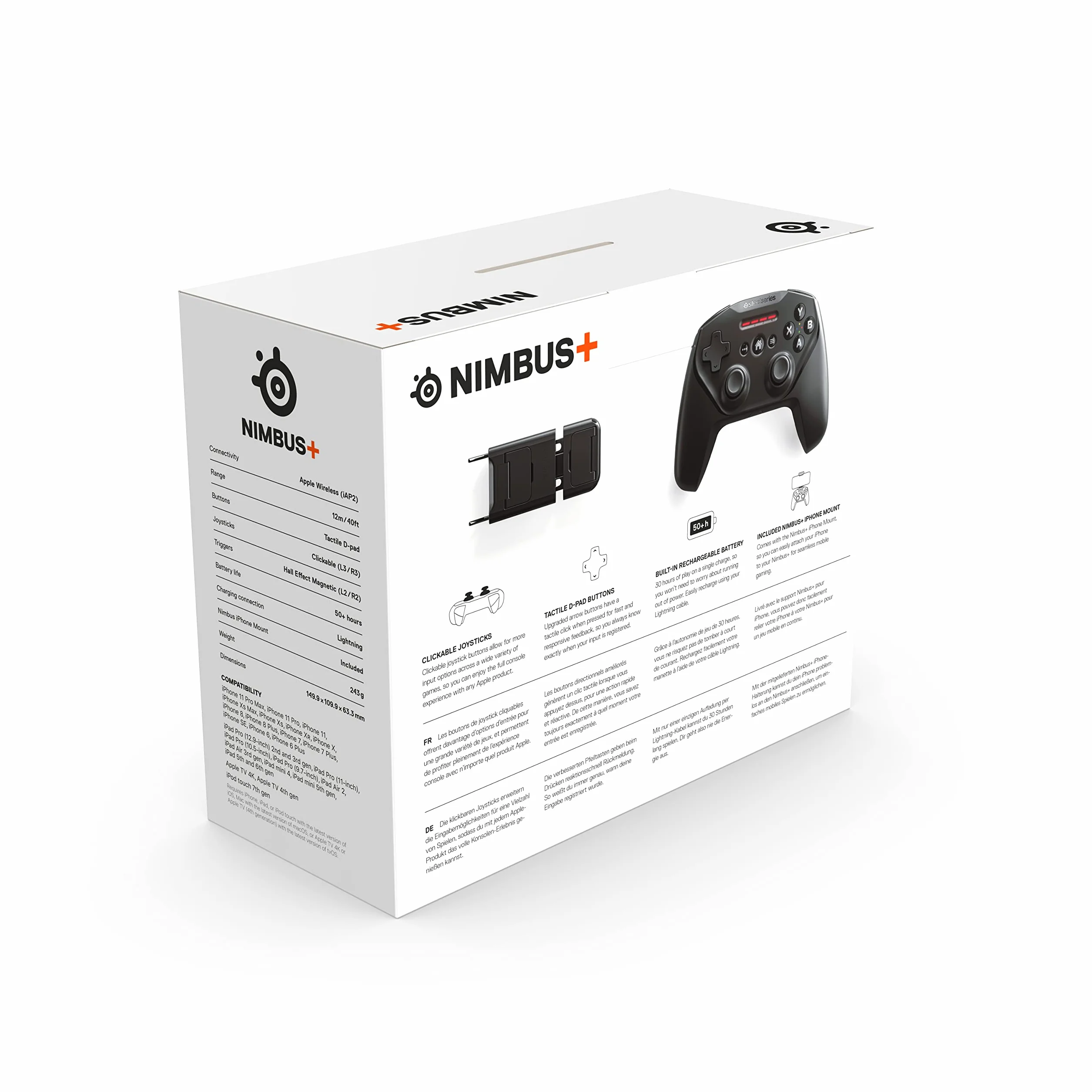 SteelSeries Controller di gioco wireless Nimbus+ - ricaricabile - per iPhone, iPad, iPod e Apple TV
