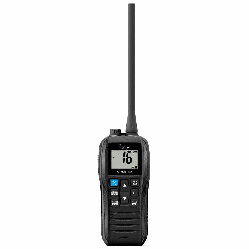 ICOM IC-M25 Euro EVO Marine VHF Radio, portatile, galleggiante, impermeabile, ricarica USB-C, lunga durata batteria
