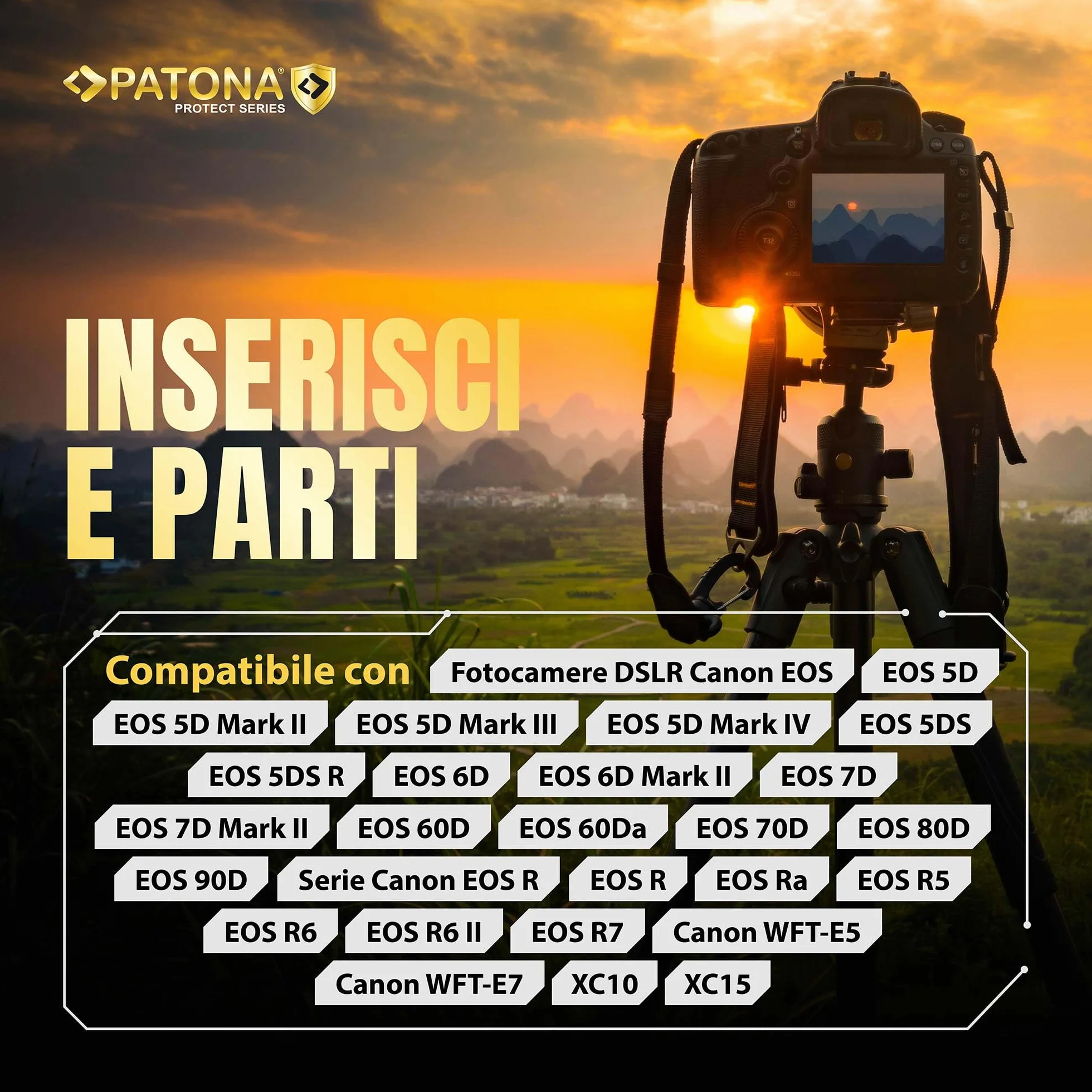 PATONA Protect LP-E6 Batteria 2400mAh – Ricambio per Canon LP-E6 – per EOS 5D Mark II III, 5DS, 6D 7D, 60D 60Da 70D 80D 90D, R R5, XC10 XC15 – con protezione NTC e involucro V1 per uso intensivo