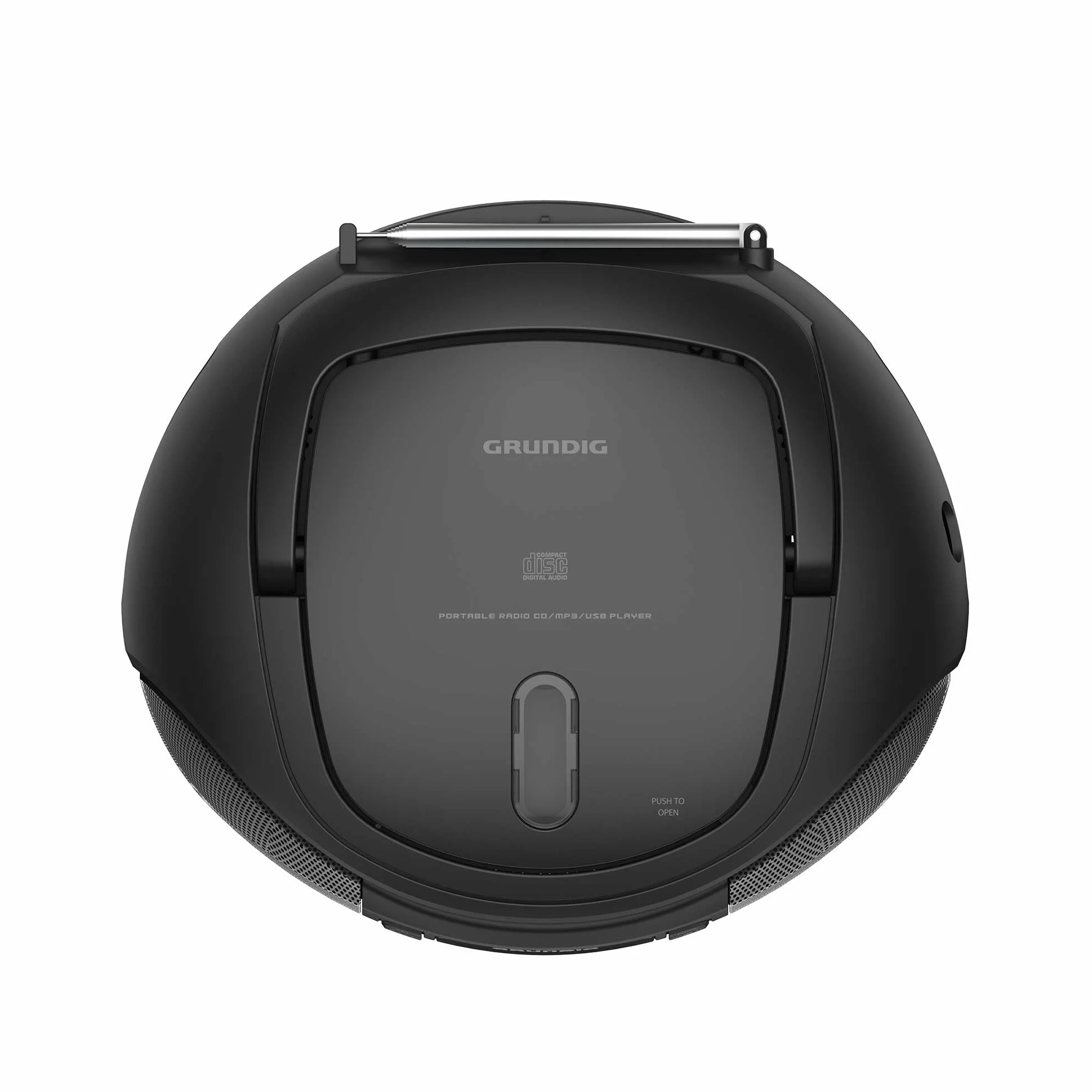 GRUNDIG GRB 3500 Radio Boombox portatile con Bluetooth, lettore CD integrato, porta USB 2.0, jack per cuffie da 3,5 mm, ricevitore FM con sintonizzazione frequenza PLL, 30 stazioni di memoria, nero