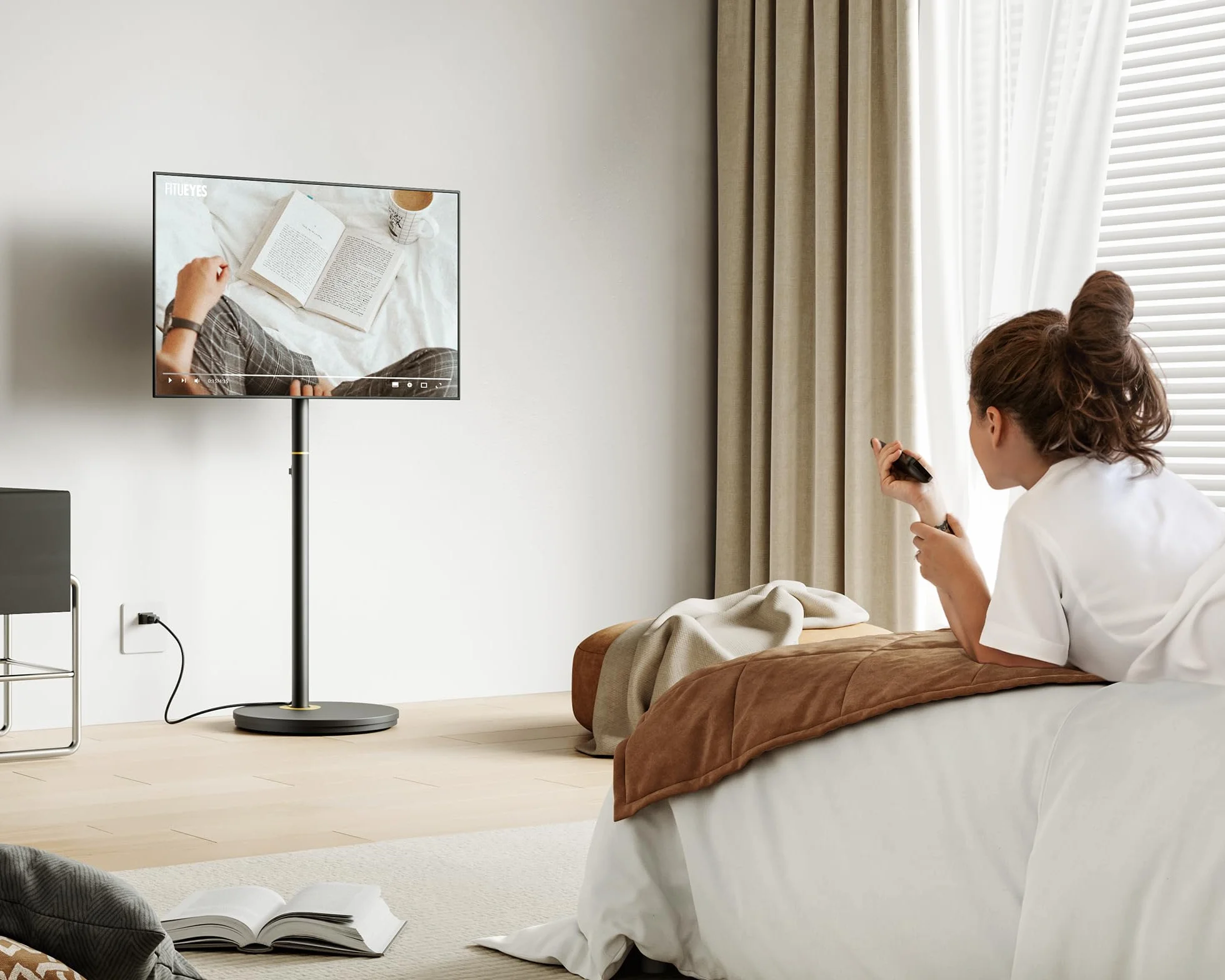 FITUEYES Supporto TV da Pavimento per 24" - 48" Televisore Portatile con Ruote Massima 20 kg Regolazione Altezza Massimo VESA 200 * 200mm Serie Master