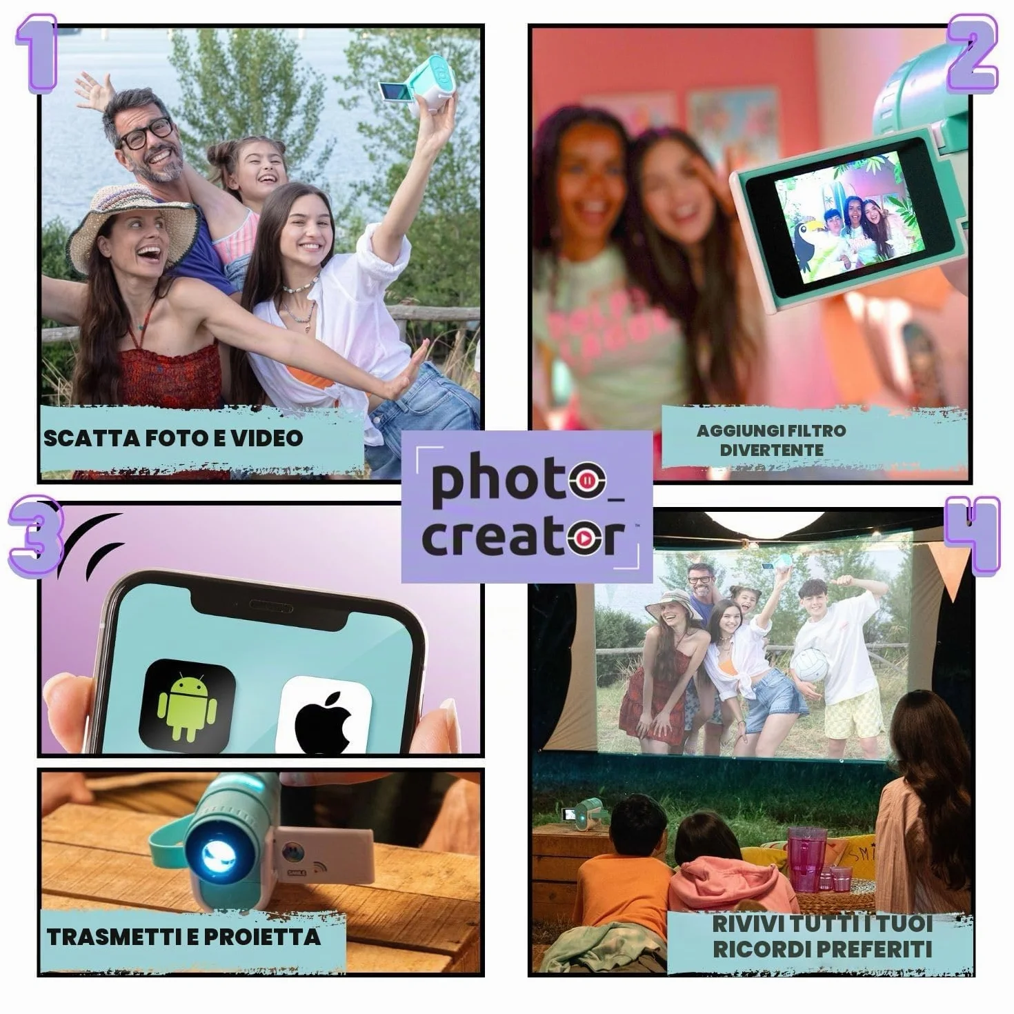Canal Toys - Videocamera Proiettore Blu per Bambini 3 in 1 - Cattura i tuoi Momenti preferiti e Proiettali - Regalo Bambina e Bambini 8 Anni in su - Funzione Cast Telefono - 27 Effetti - CLK 039