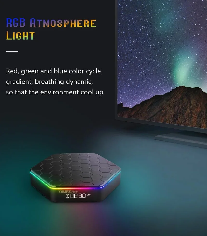 CHROX Box T95Z Plus Android 12.0, H618 2.0Ghz 64-Bit Quad-Core Cortex-A55 Mali-G310 GPU Supporto 2.4/5.0Ghz WIFI6 BT5.0 100M Ethernet 8K 1080P HDR10+ HDMI 2.1 H.265,4gb+32gb