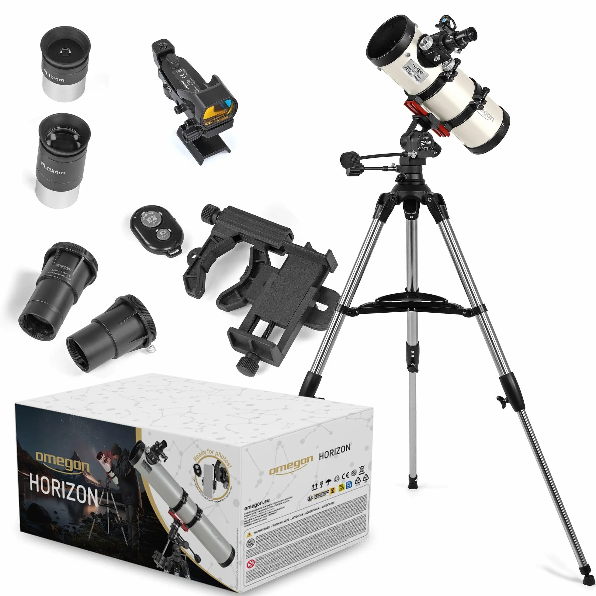 Telescopio Omegon Horizon CR N 114/500 AZ-Bellavista | Telescopio compatto | Specchi principali parabolici | Focheggiatore Crayford | Montatura AZ-Bellavista | Grandangolare e trasportabile