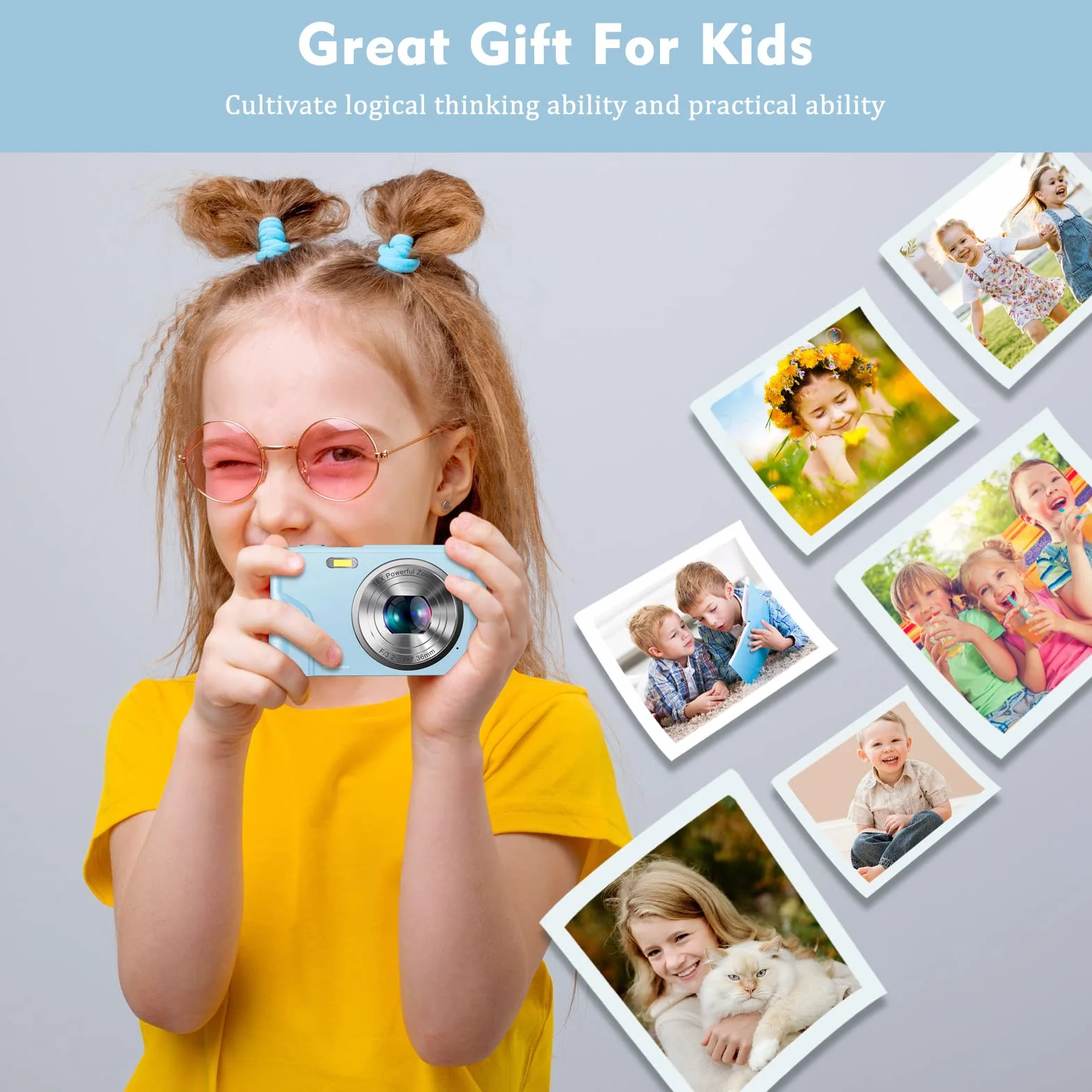 Fotocamera Digitale Autofocus con 32G Scheda 1080P 48MP Compatta 16X Zoom Stabilizzazione Immagine Fotocamere Digitali Favorire Hobby per Bambini/Studenti