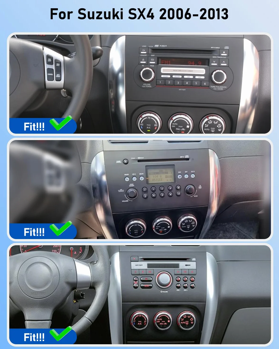 NHOPEEW 2G+64G Android Autoradio per Suzuki SX4 2006-2013 - Senza fili Carplay e Android Auto - 9 pollici Android Stereo con WiFi EQ GPS Mirror Link FM RDS + AHD Telecamera posteriore&Mic