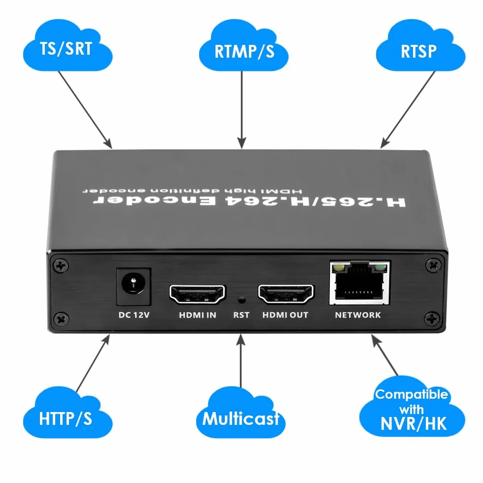EXVIST H.265 1080P Codificatore Video HDMI Con Loopout, Da HDMI a RTMP Con Slot Per Scheda SD Max.128G, DDNS HTTP RTMP RTSP TS UDP Per Streaming Live IPTV Su YouTube Facebook Vimeo