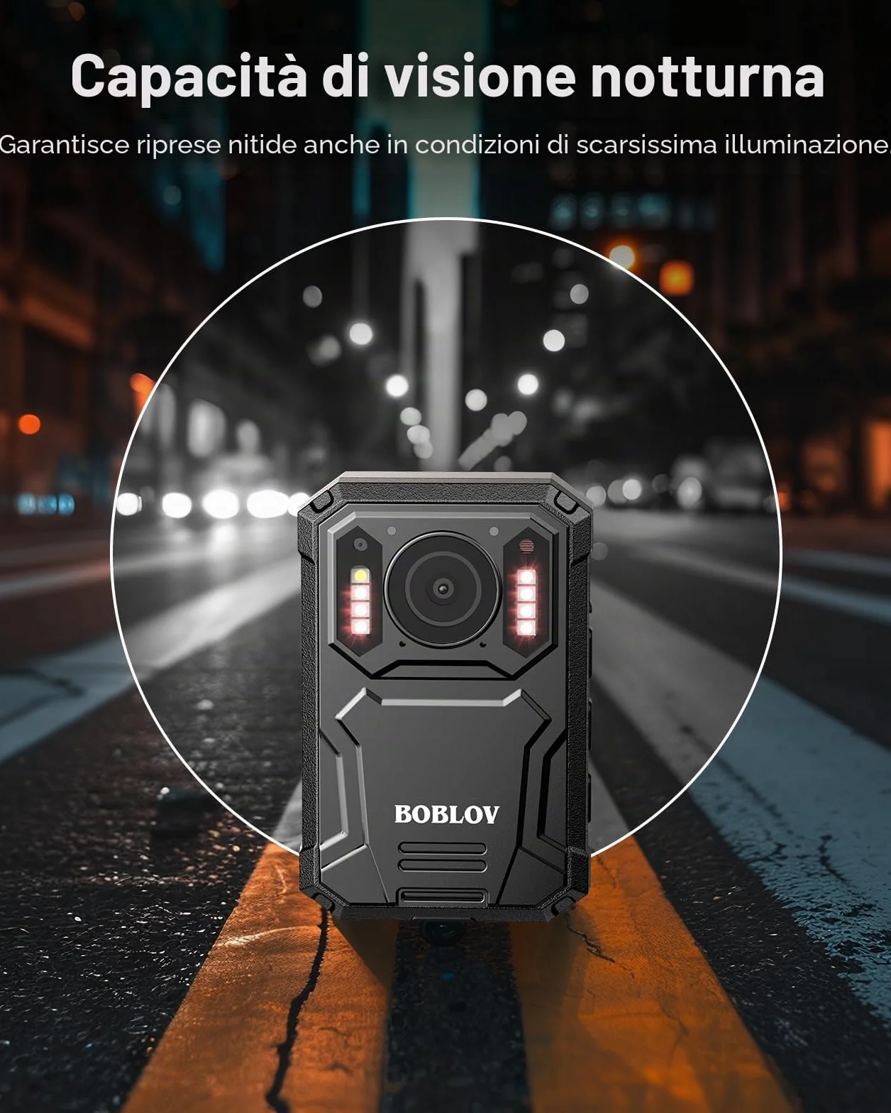 BOBLOV KJ23PRO 2K Fotocamere montate sul corpo, Body Cams Polizia da 128 GB integrata con visione notturna, batteria da 4000 mAh per 15 ore di registrazione, IP66, per forze dell'ordine, sicurezza