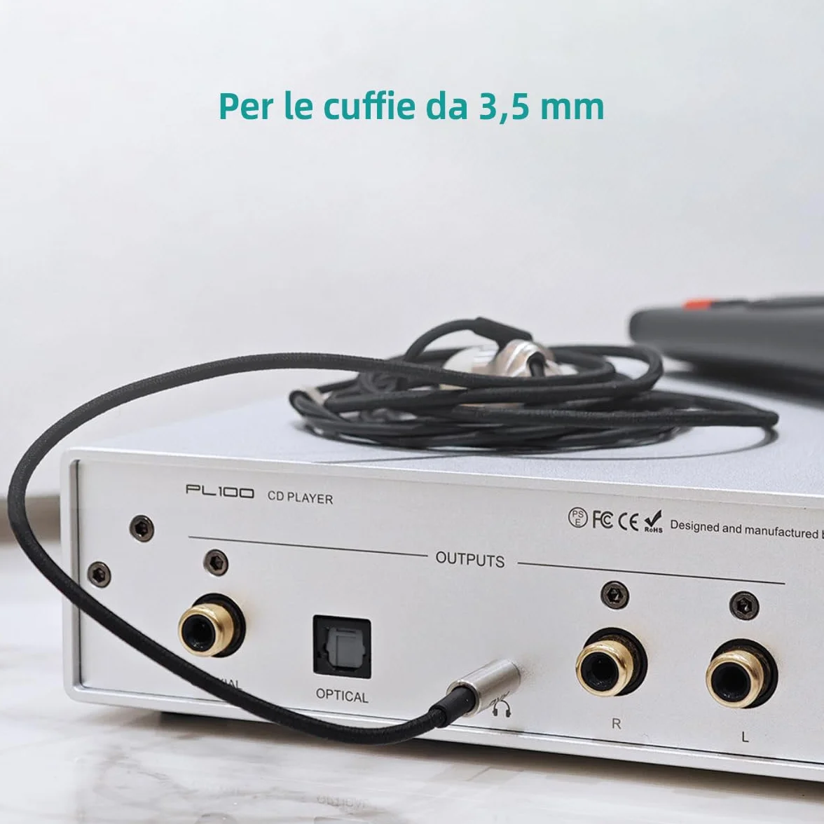 SMSL PL100 Lettore CD per casa, Chip CS43131, Supporto C D-R/C D-RW/MP3, Uscite RCA/3.5mm Cuffie Jack/Ottico/Coassiali Digitali (Nero)
