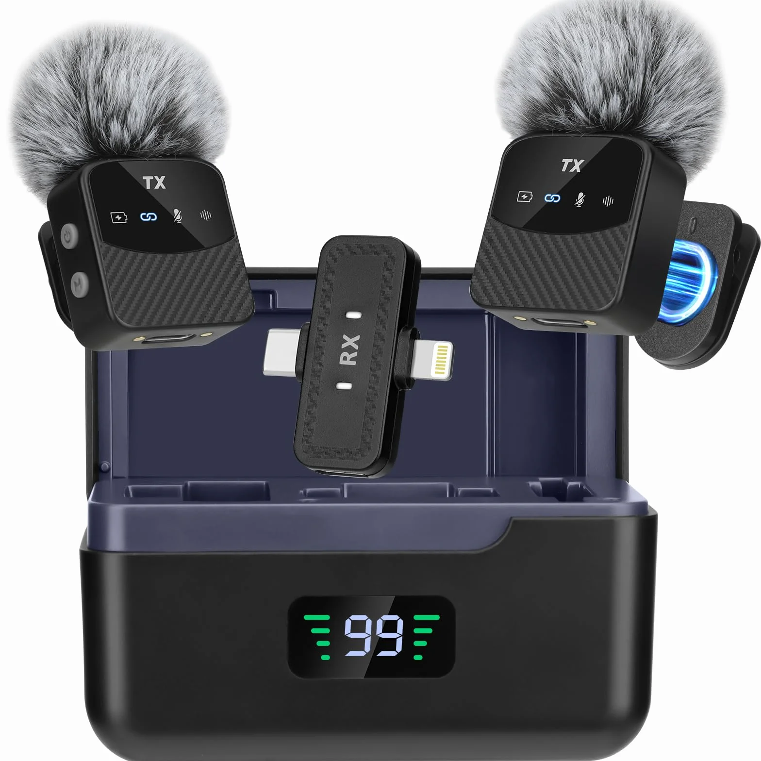 Microfono Lavalier Mini per iPhone/iPad/Android, Mini Microfono Plug-Play, Riduzione del Rumore, Durata di Utilizzo di 25 Ore, Microfono Senza Fili Lavalier per Video, Vlog, YouTube, TikTok, Streaming