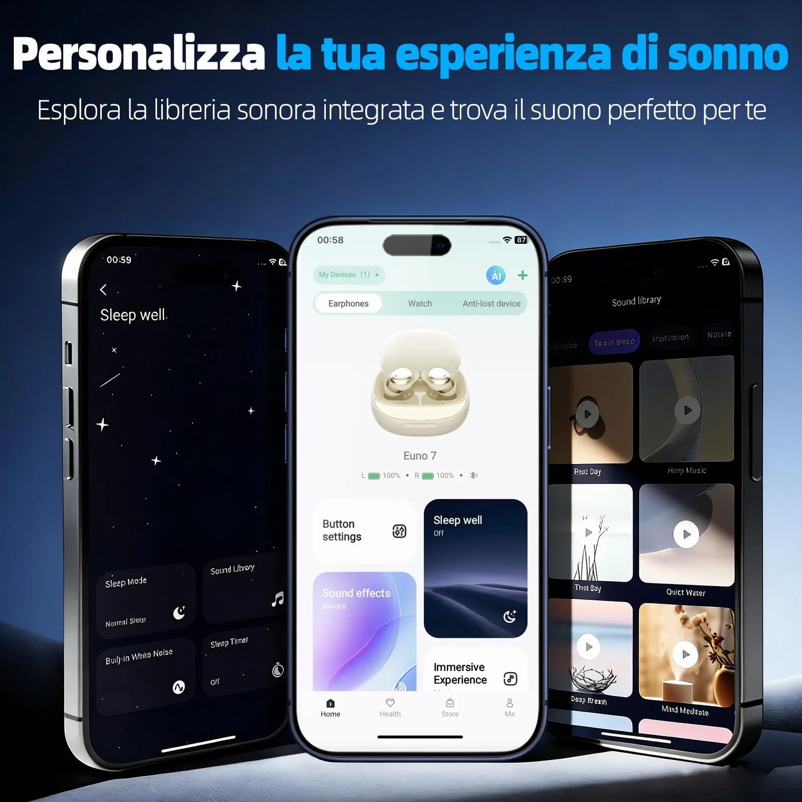 Cuffie Bluetooth, Cuffie per Dormire sul Fianco, Auricolari Bluetooth 5.4 con Doppia Modalità Sonno, 40 Ore Mini Sleep Earbuds Bluetooth, 6 modalità EQ Mini In Ear Auricolari IPX7, Display LED