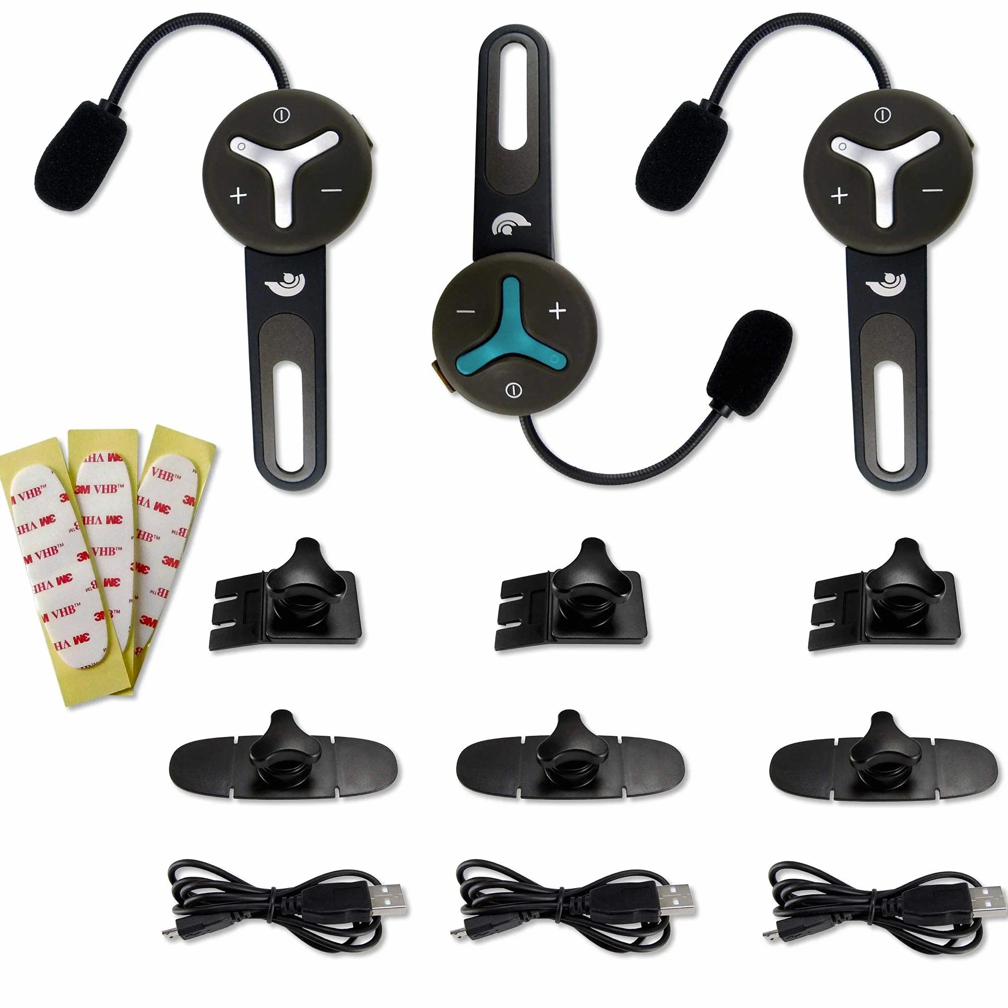 Trio – Citofono con 3 moduli auricolari Bluetooth con portata fino a 1 km – vivavoce con cancellazione del rumore DSP e connessione smartphone