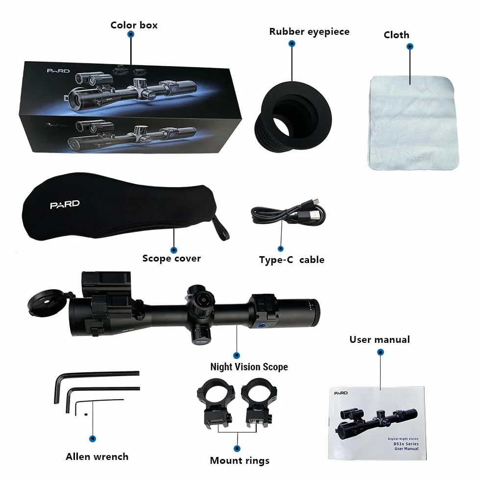 PARD Ottica per Carabina, Telemetro 1000m, risoluzione 2560x1440, registrazione video, Wi-Fi, impermeabile, DS35-LRF
