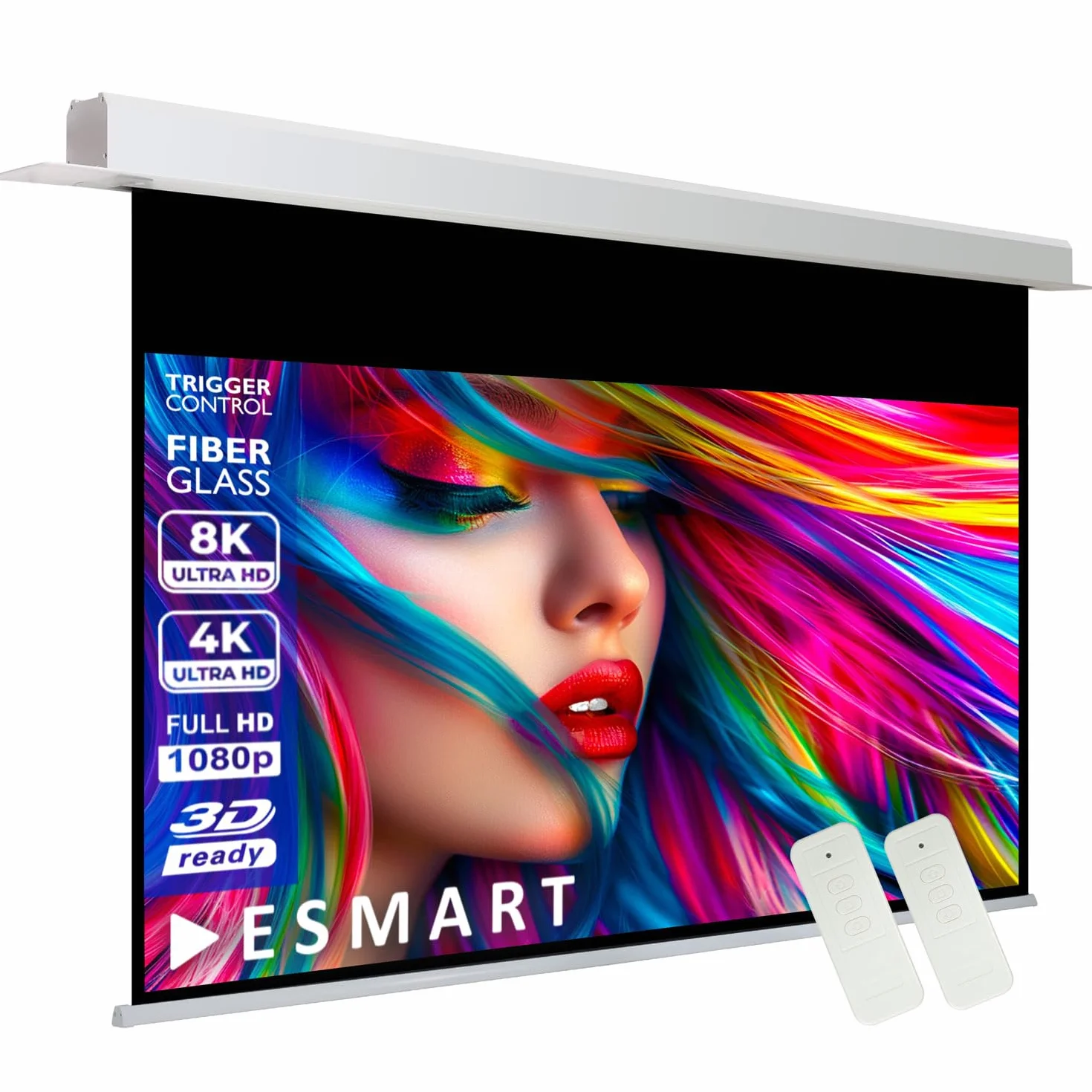 ESMART Expert CSX Schermo da incasso a soffitto 221 x 125 cm (100") 16:9 | Telecomando a infrarossi | Controllo del trigger | Schermo di proiezione del motore del proiettore elettrico per home cinema