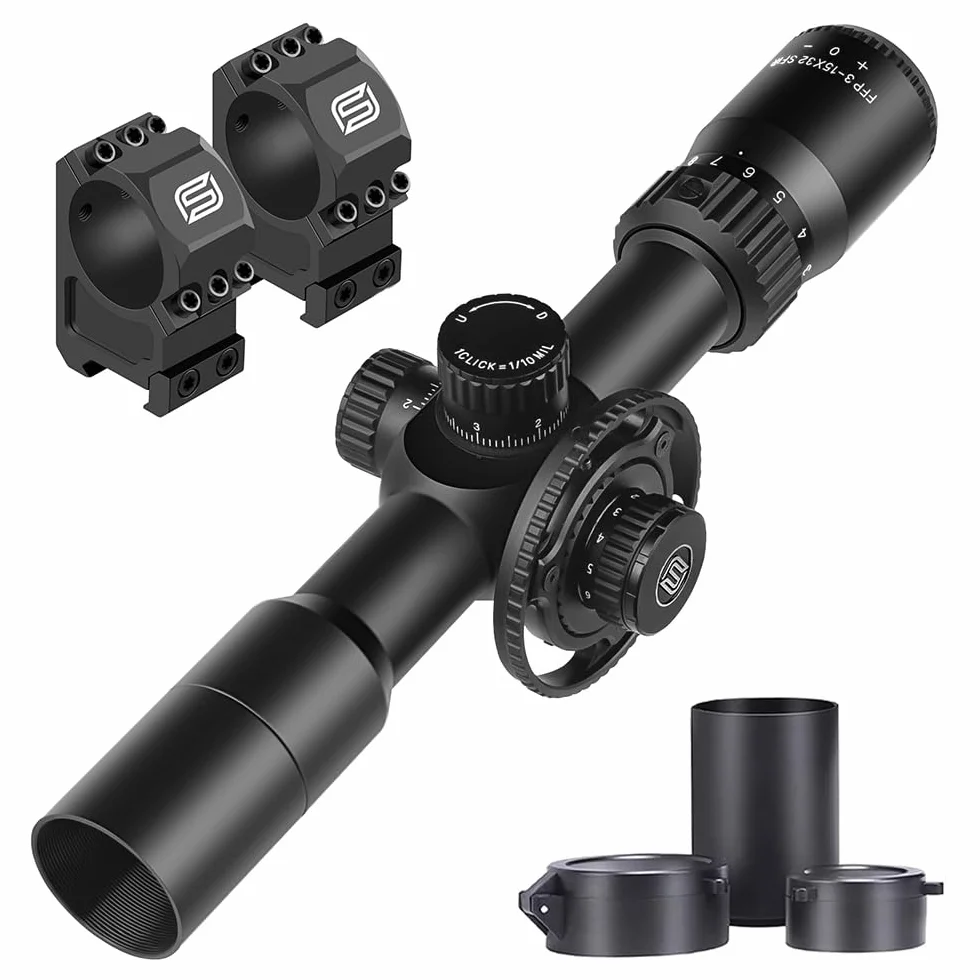 SPINA OPTICS mirino ottico 3-15x32 Mirino a Prima Focale Ottiche Fucile da Caccia con RGB Mil-dot,Impermeabile,Resistente agli urti