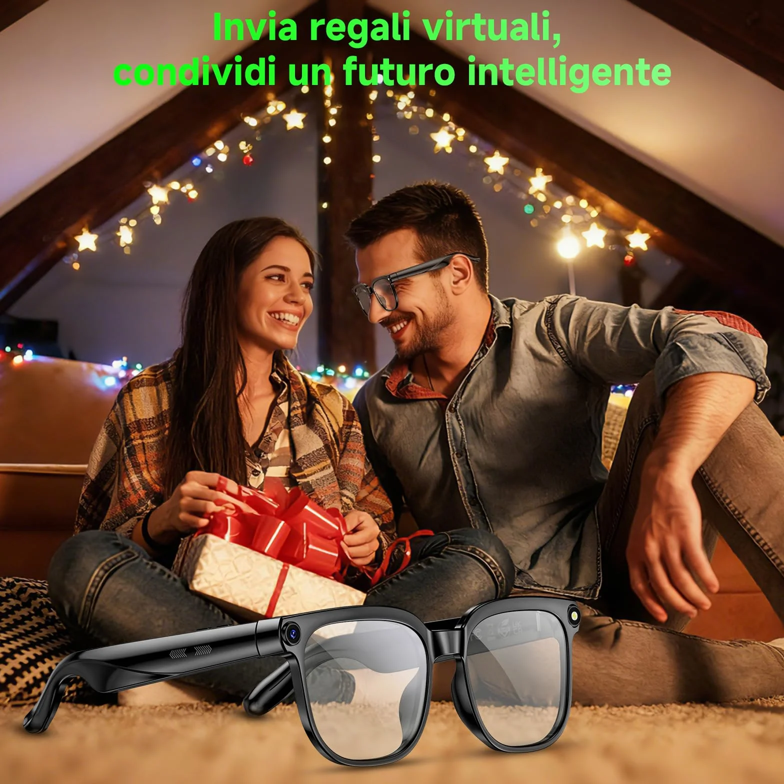 Occhiali Smart con Fotocamera 8MP,Smart Glasses AI,Occhiali Intelligenti con Fotografia/Registrazione/Chiamate Intelligenti/Musicale/Traduzione/Riconoscimento Immagini, Blu